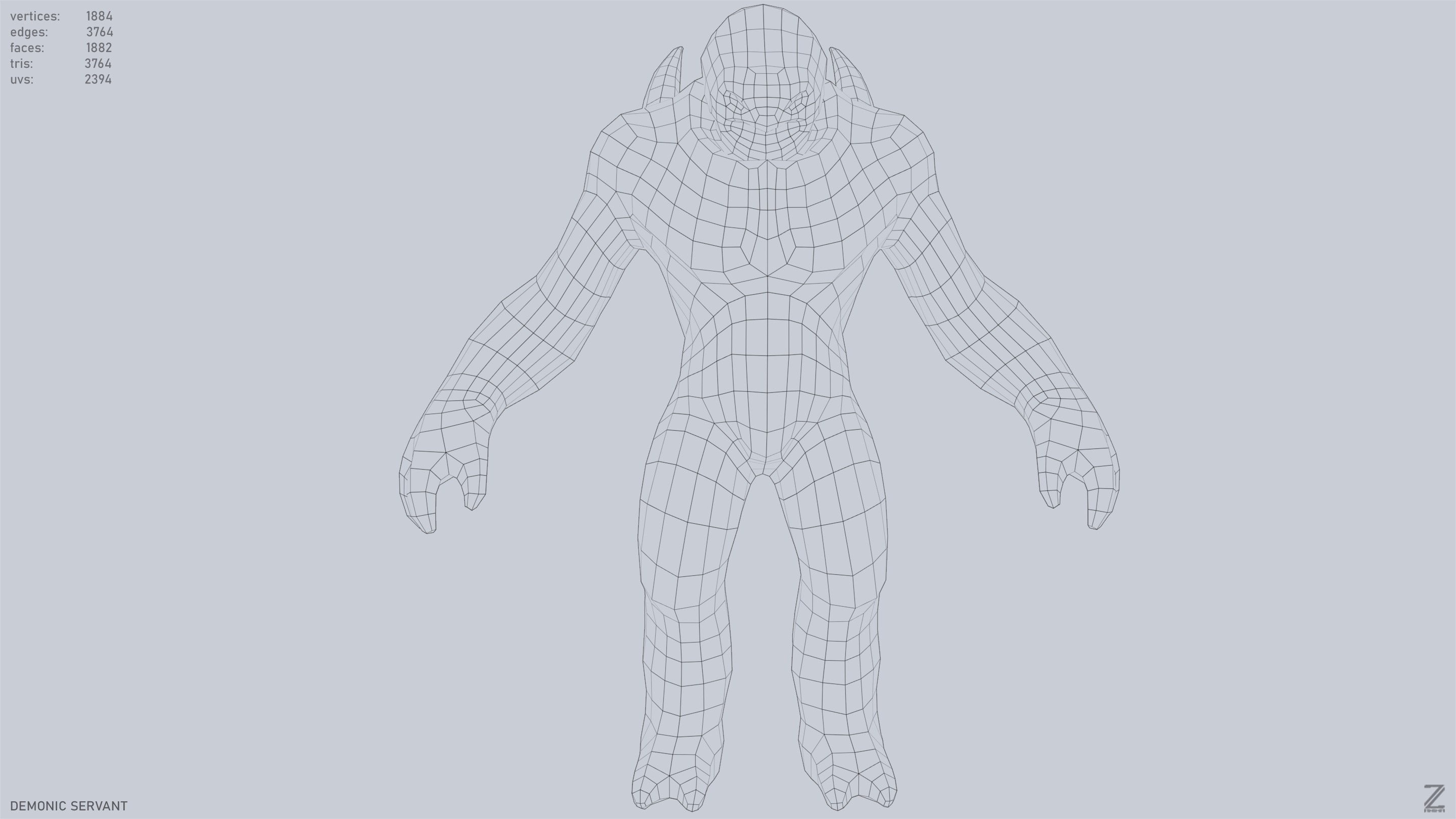 Demonic servant Low-poly 3D model_16