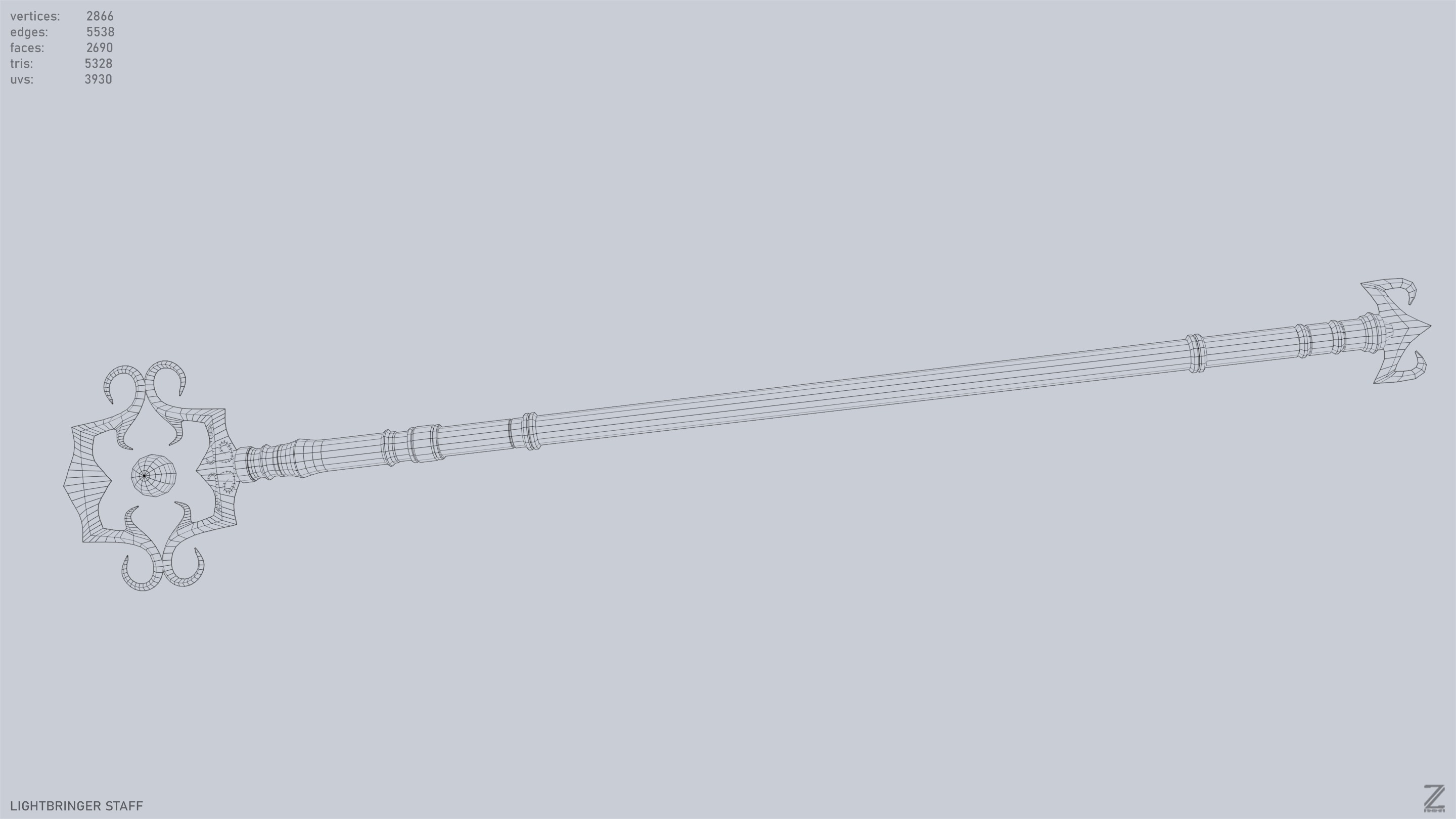 Lightbringer staff Low-poly 3D model_4