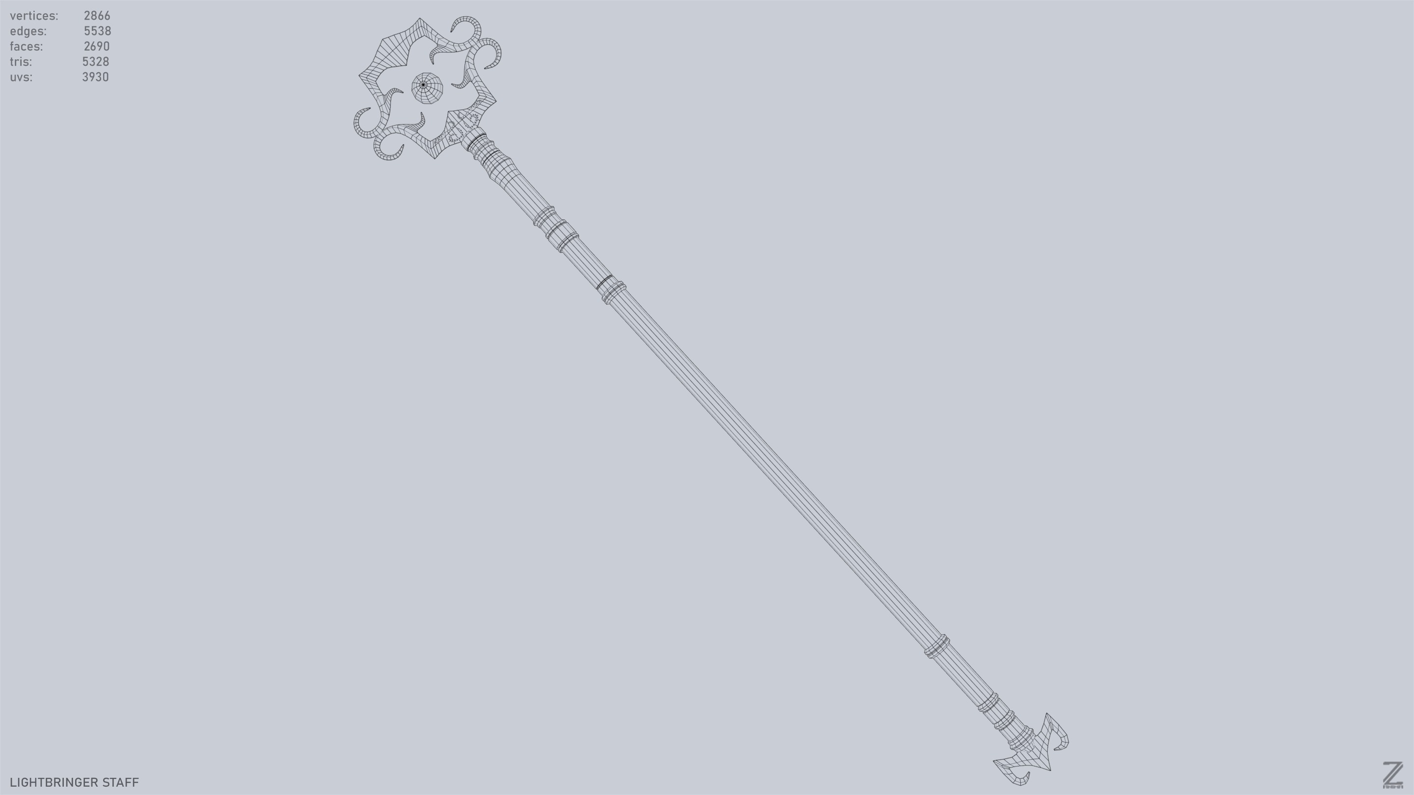 Lightbringer staff Low-poly 3D model_11