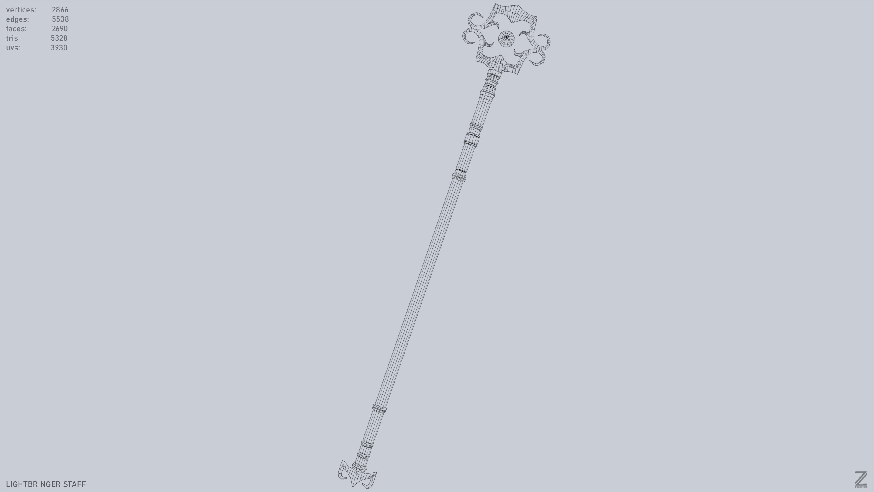 Lightbringer staff Low-poly 3D model_12
