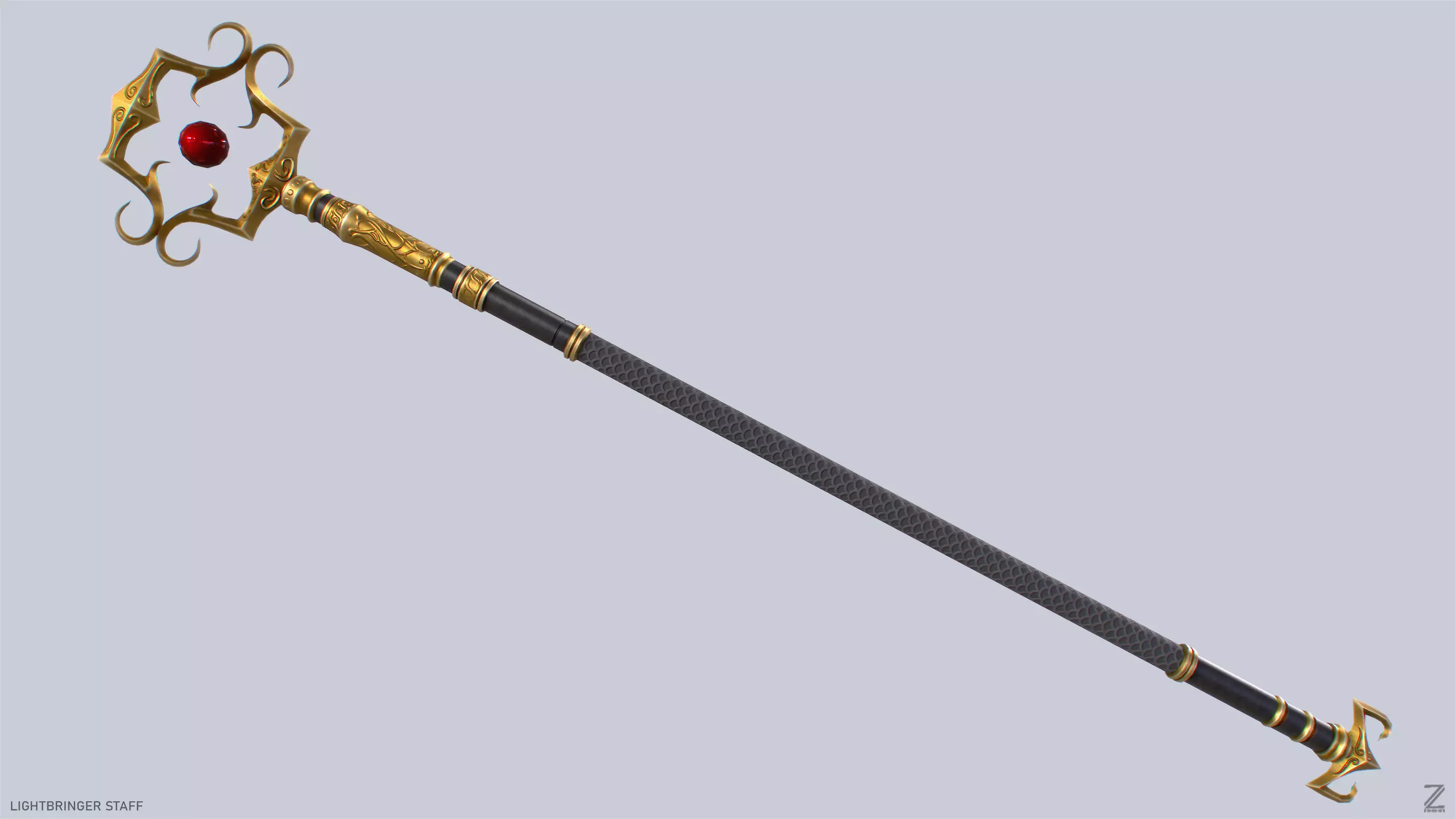 Lightbringer staff Low-poly 3D model_0
