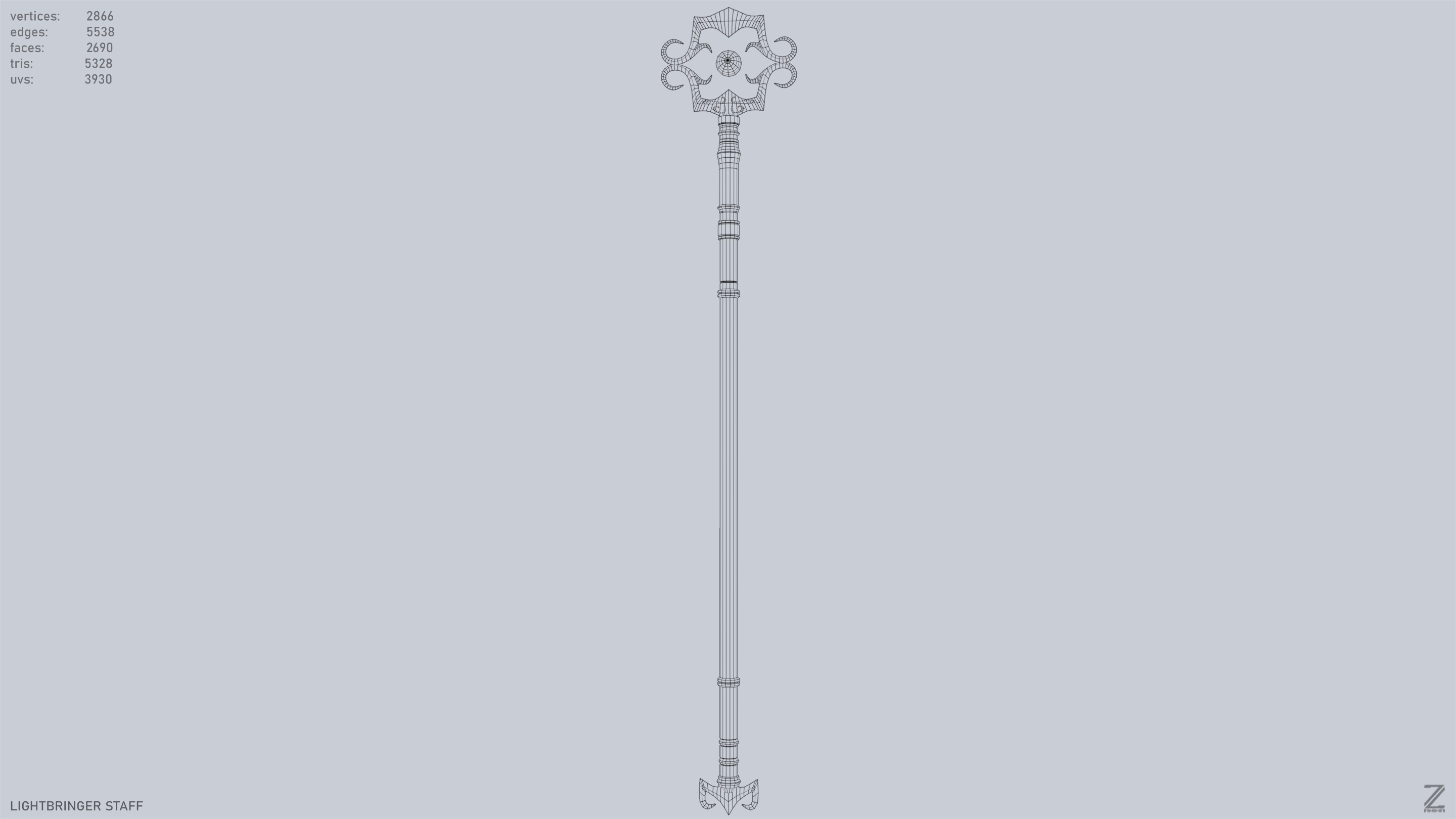 Lightbringer staff Low-poly 3D model_10