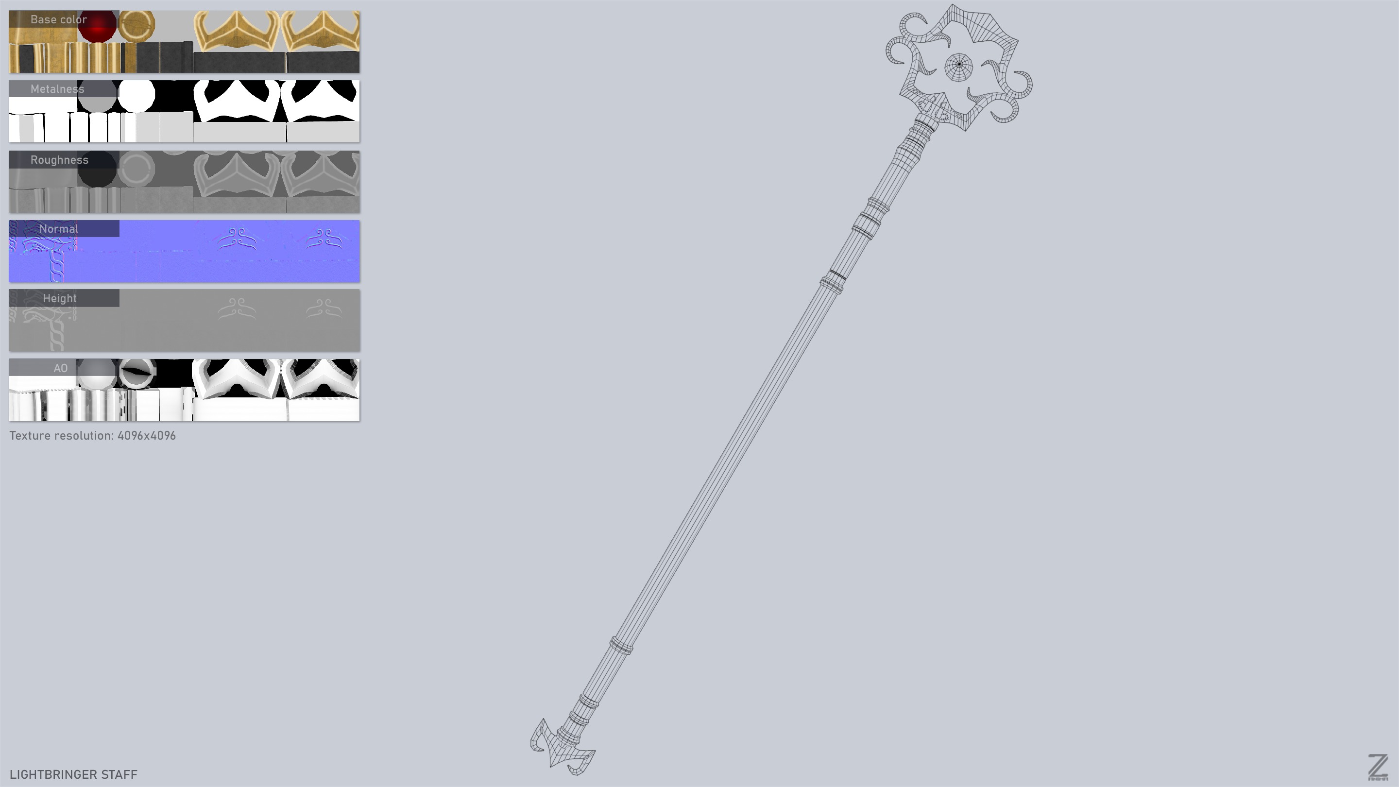 Lightbringer staff Low-poly 3D model_3