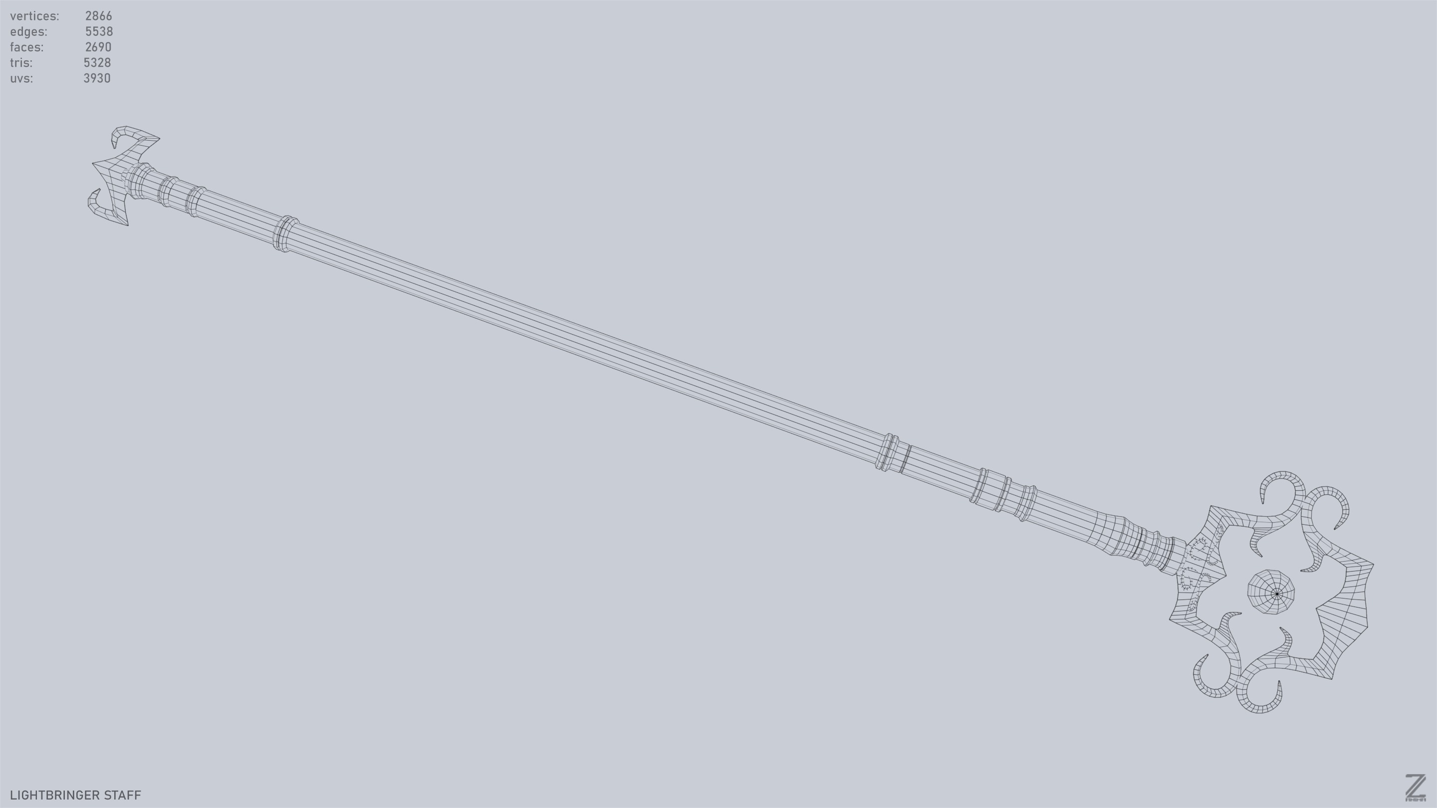 Lightbringer staff Low-poly 3D model_14