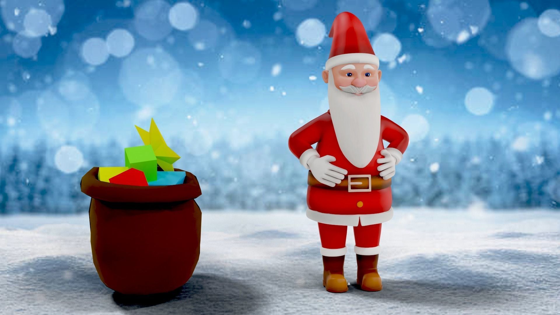 Cartoon Santa Claus Rigged Low-poly 3D model_4