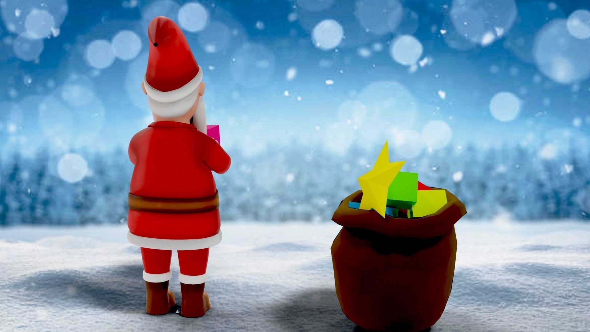 Cartoon Santa Claus Rigged Low-poly 3D model_8