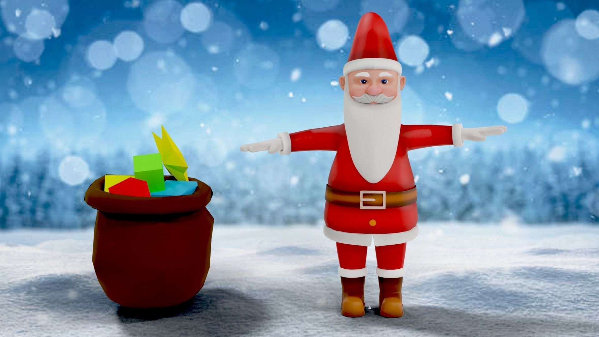 Cartoon Santa Claus Rigged Low-poly 3D model_6