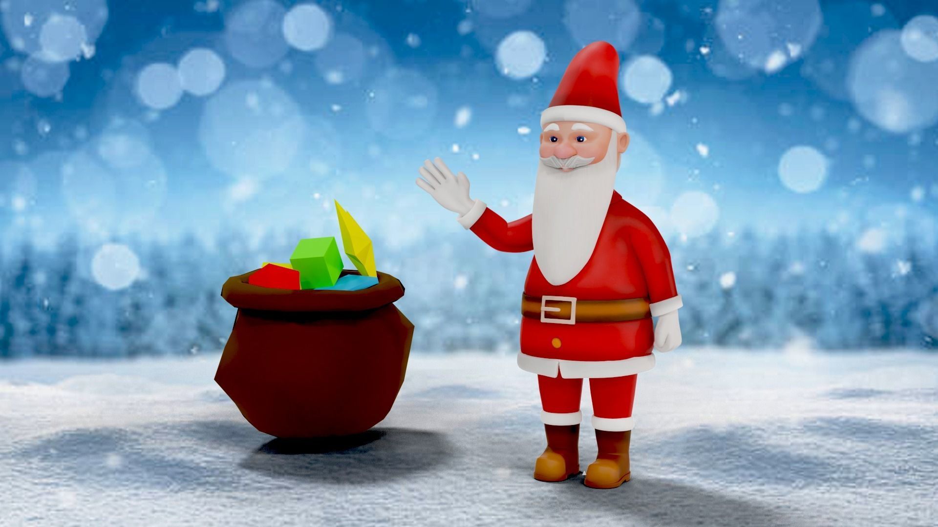 Cartoon Santa Claus Rigged Low-poly 3D model_2