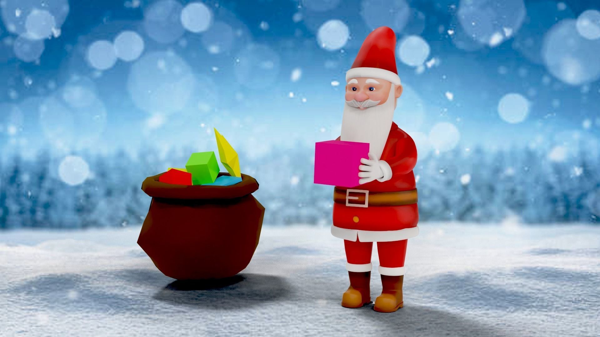 Cartoon Santa Claus Rigged Low-poly 3D model_5