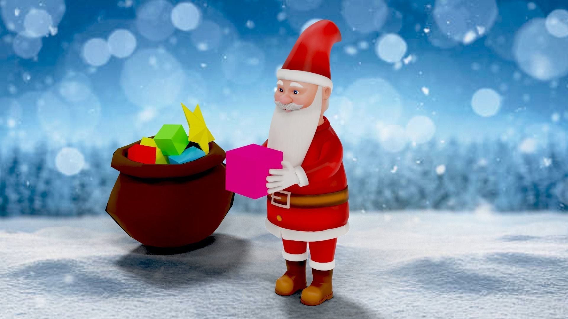 Cartoon Santa Claus Rigged Low-poly 3D model_7