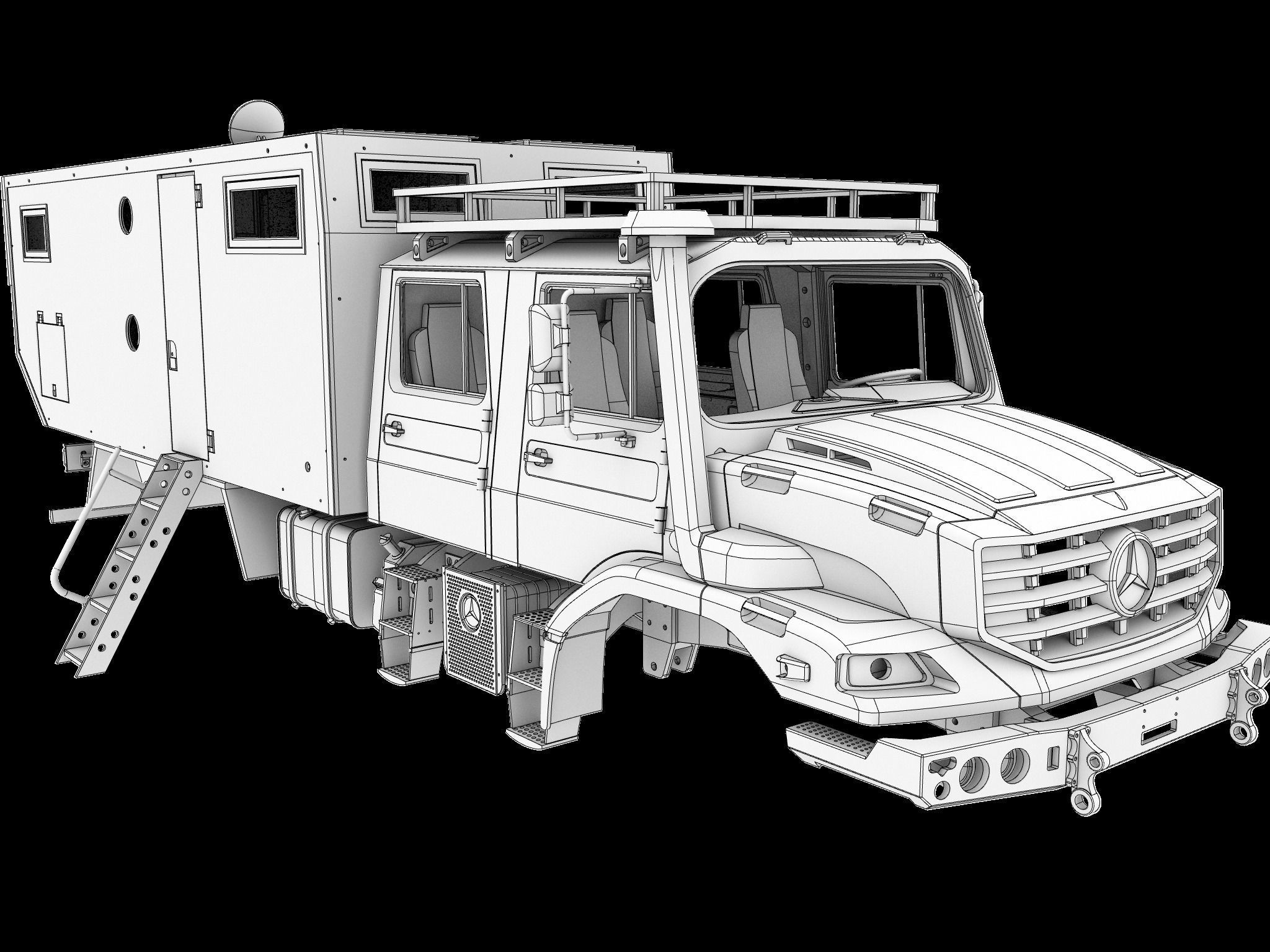 camper model box  for RC truck fully 3d printable STL 3D print model_10