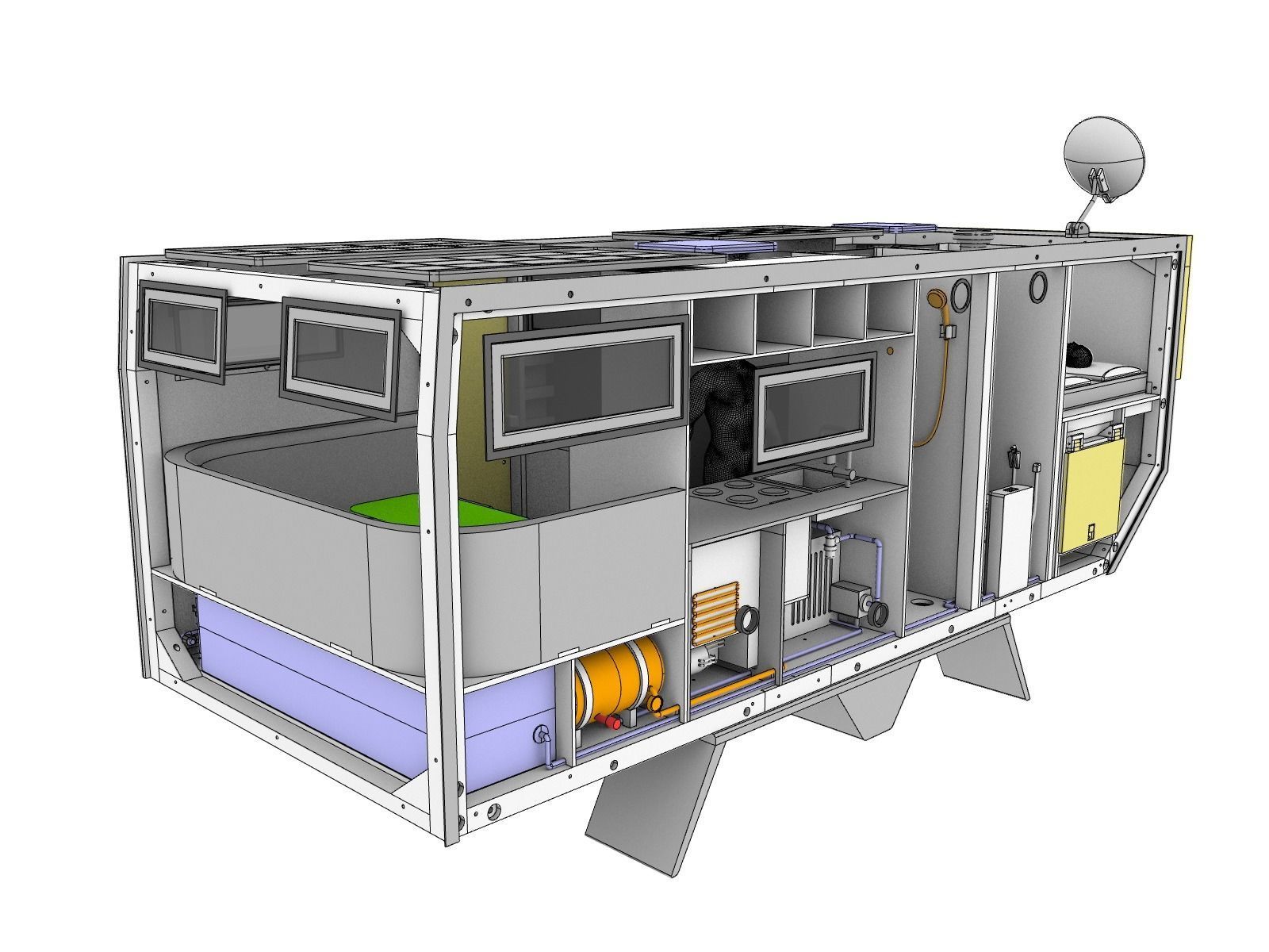 camper model box  for RC truck fully 3d printable STL 3D print model_4