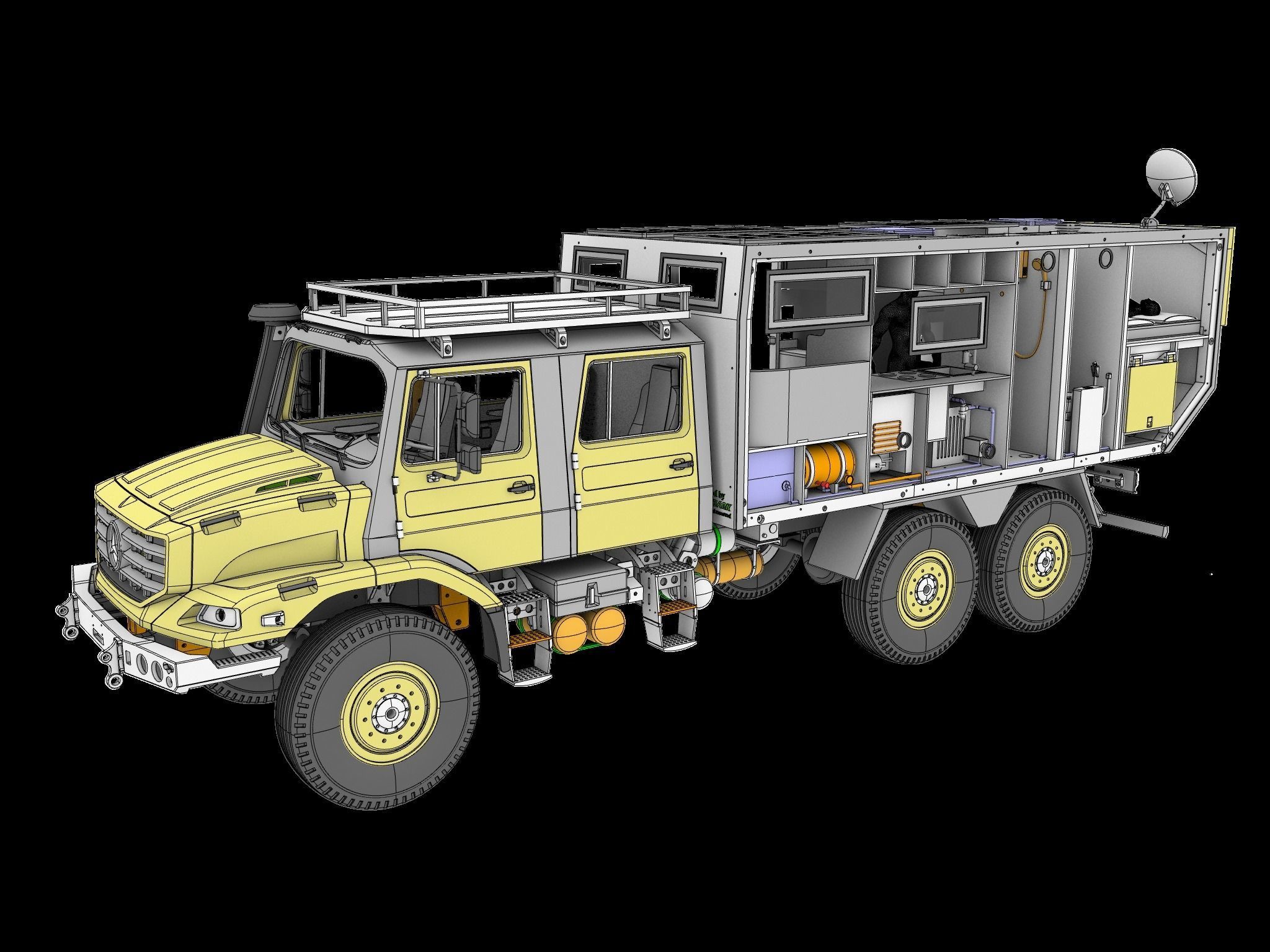 camper model box  for RC truck fully 3d printable STL 3D print model_5