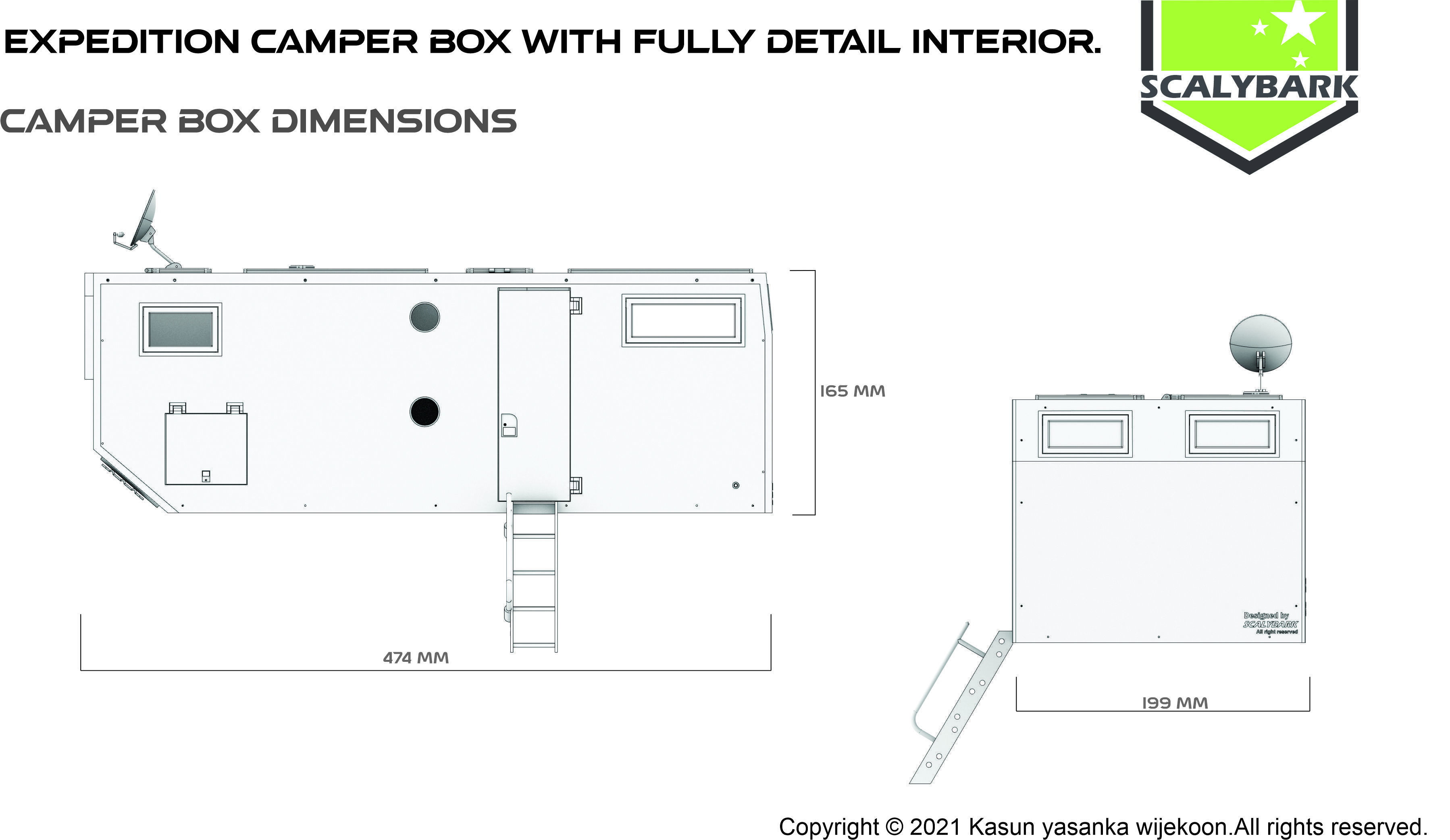 camper model box  for RC truck fully 3d printable STL 3D print model_9