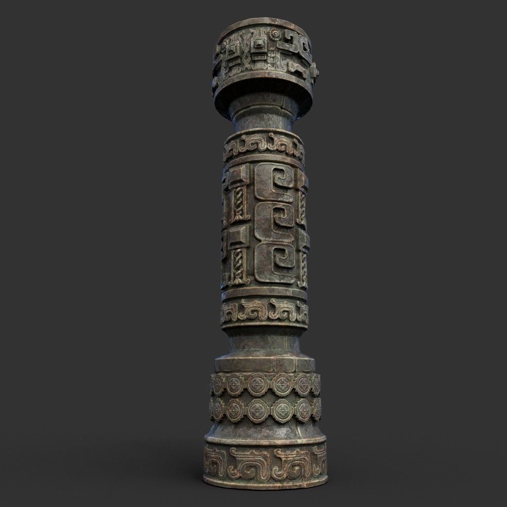 Low poly Mayan Inca Aztec Column Modular Pack Mossy 210616 Low-poly 3D model_38