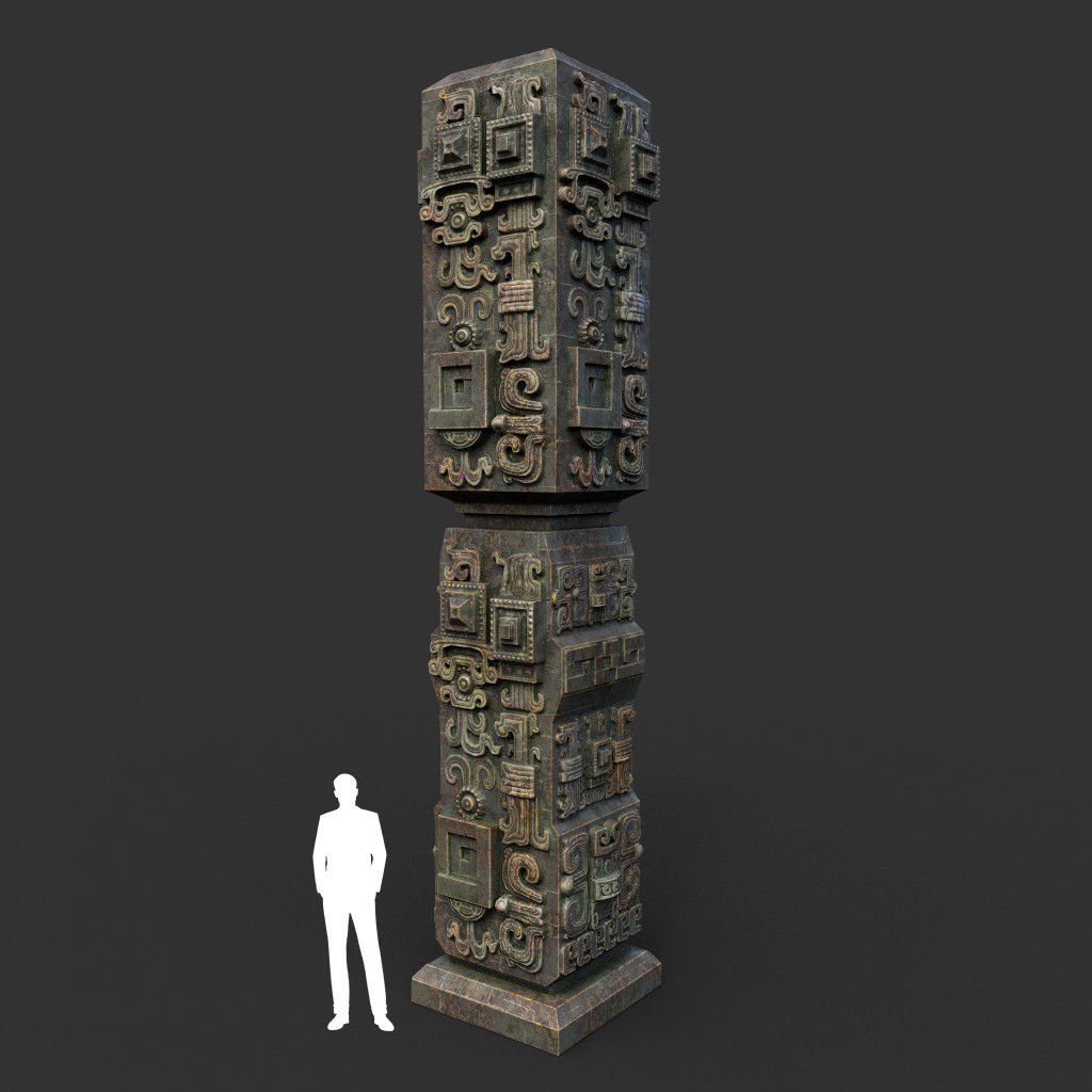 Low poly Mayan Inca Aztec Column Modular Pack Mossy 210616 Low-poly 3D model_17