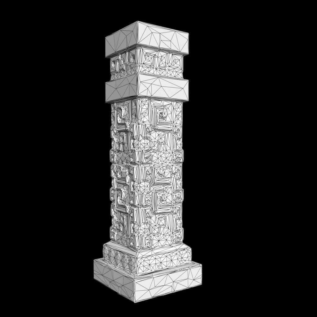 Low poly Mayan Inca Aztec Column Modular Pack Mossy 210616 Low-poly 3D model_8