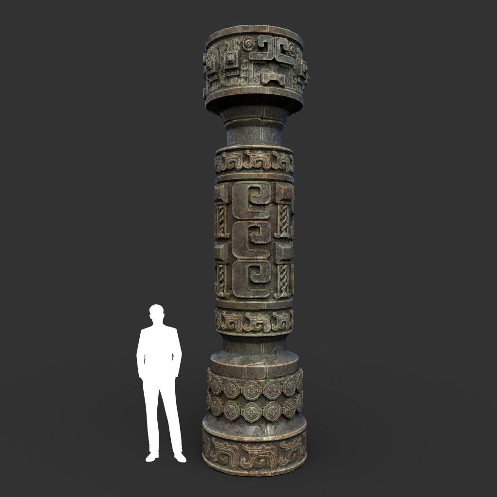 Low poly Mayan Inca Aztec Column Modular Pack Mossy 210616 Low-poly 3D model_37