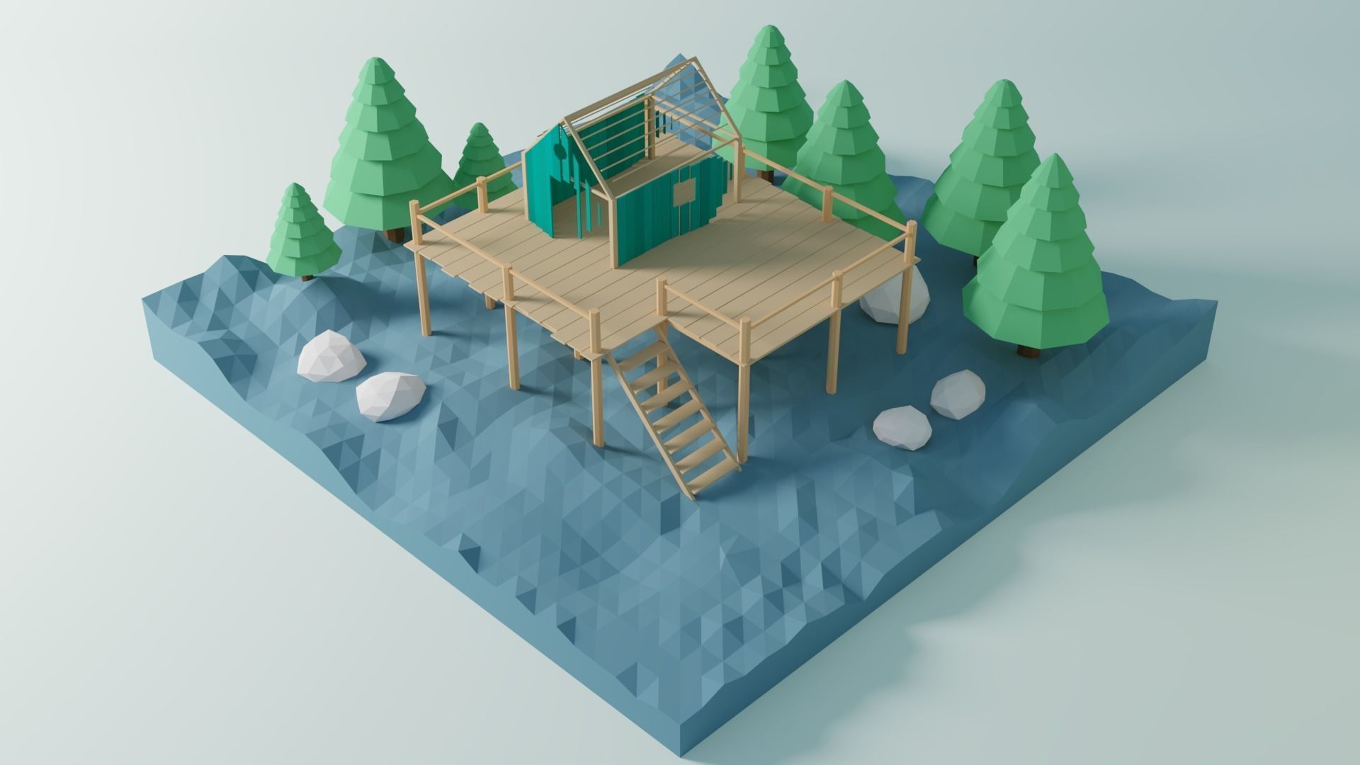 3D Animation 2 triangle Low-poly 3D model_5