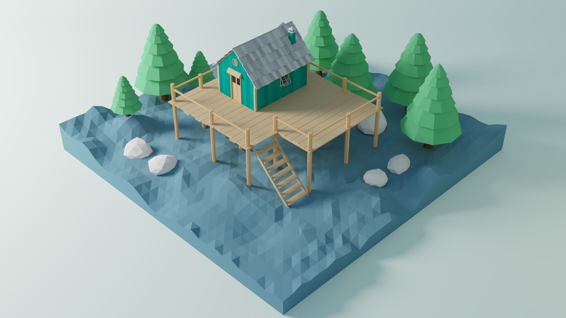 3D Animation 2 triangle Low-poly 3D model_6