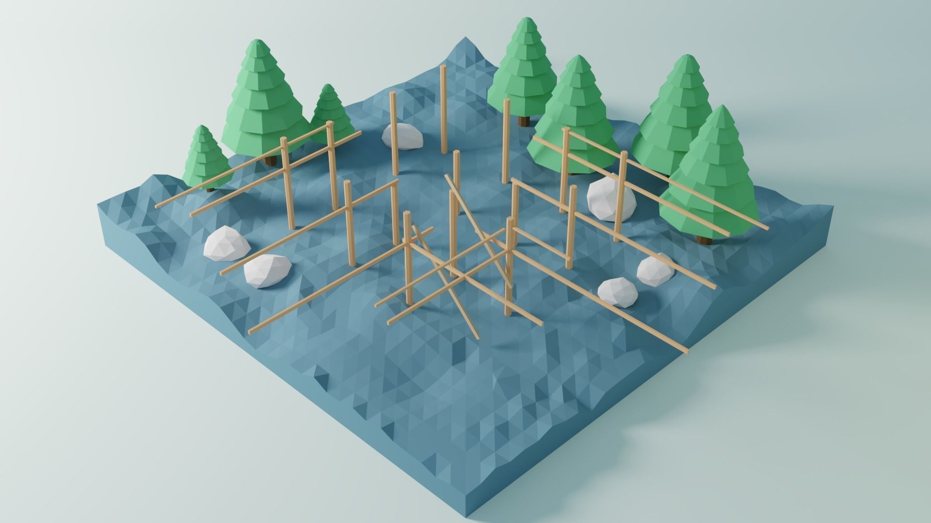 3D Animation 2 triangle Low-poly 3D model_3