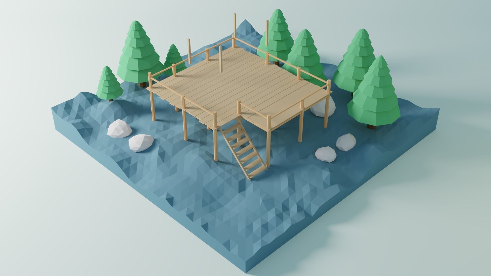 3D Animation 2 triangle Low-poly 3D model_4