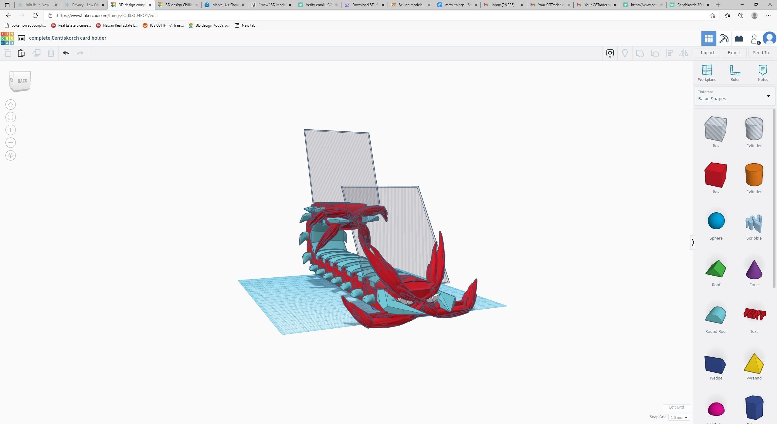 Centiskorch Articulated toy and card stand 3D print model_5