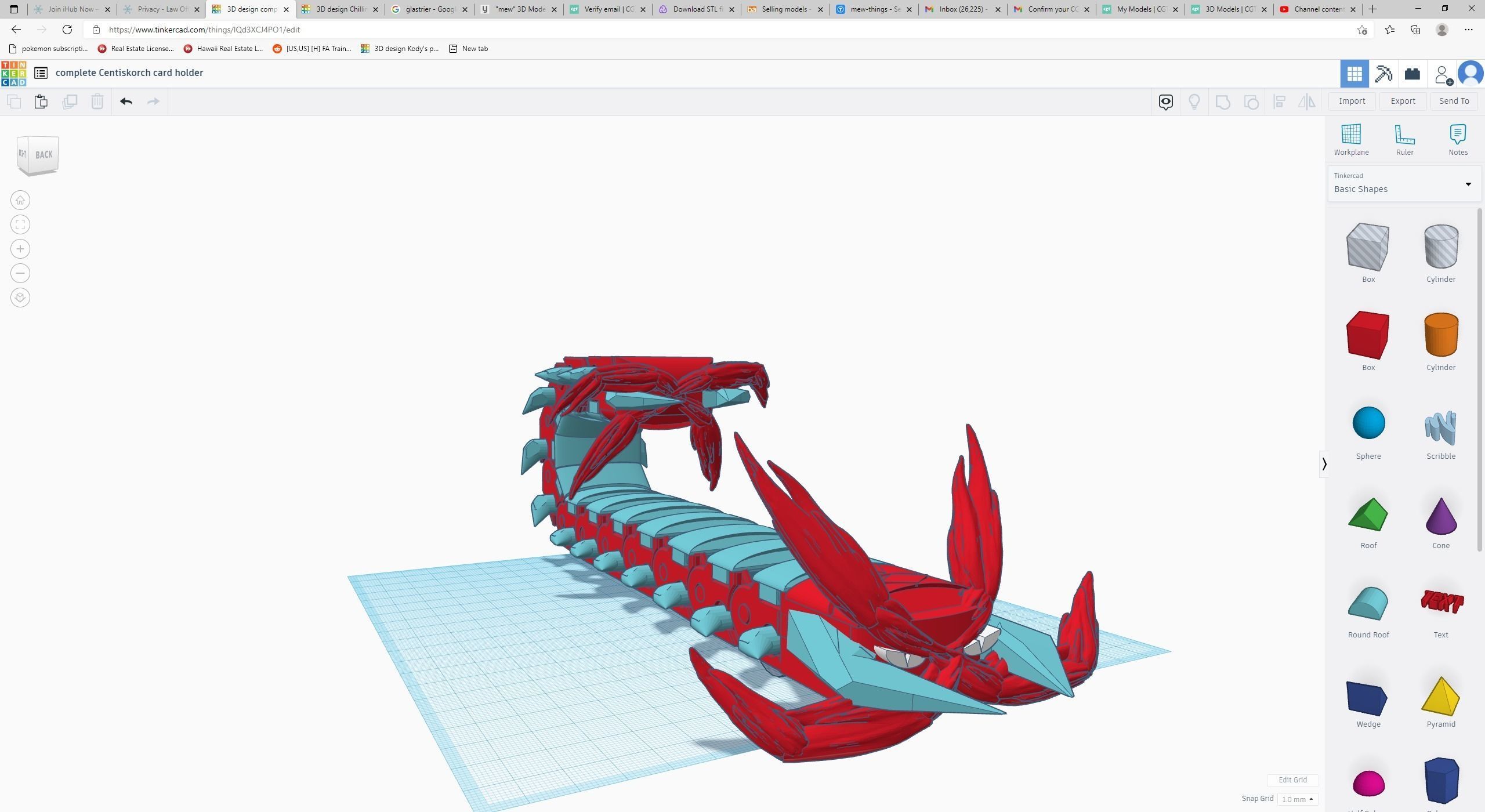 Centiskorch Articulated toy and card stand 3D print model_6