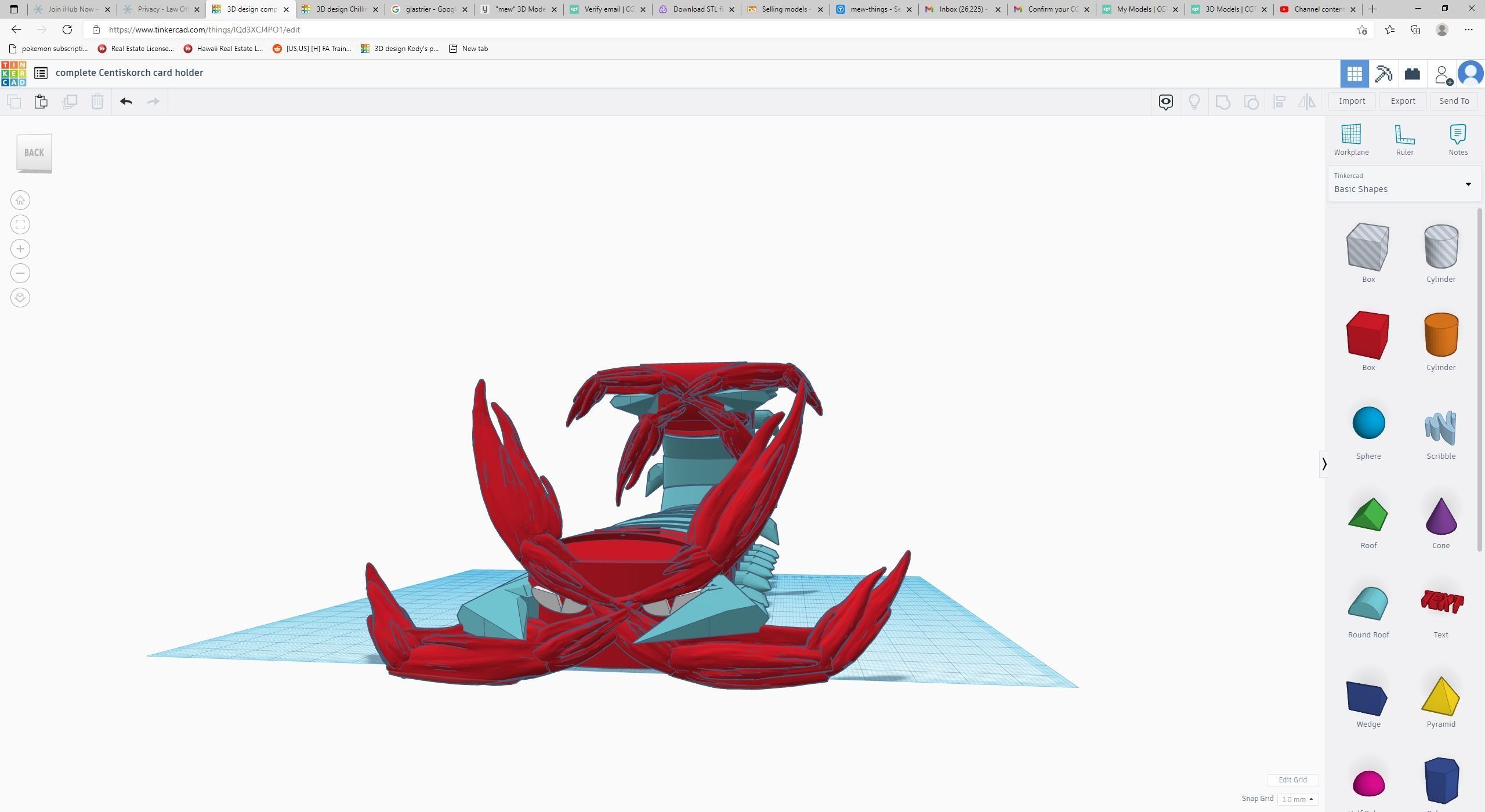 Centiskorch Articulated toy and card stand 3D print model_7