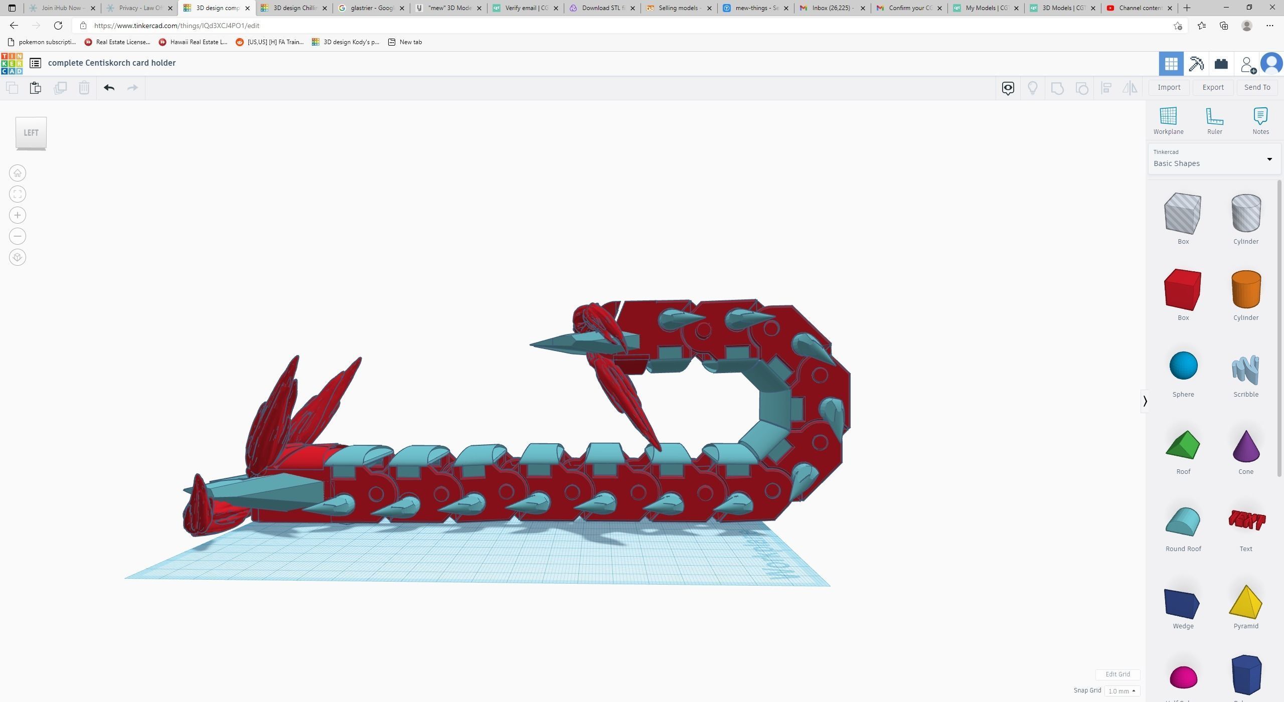 Centiskorch Articulated toy and card stand 3D print model_8