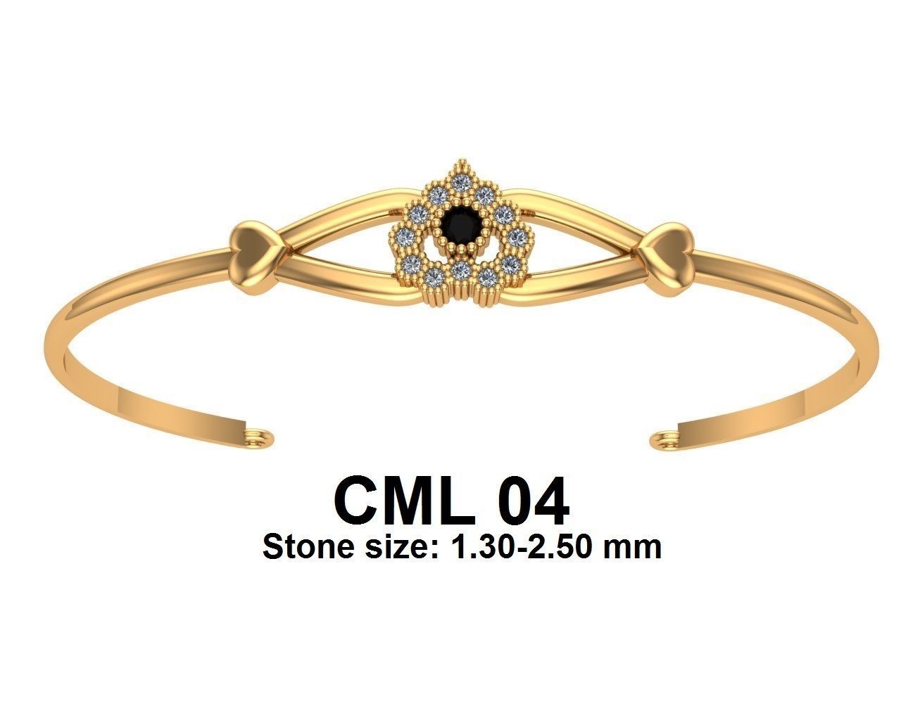 bracalets4 gold plated onyx and diamond bangle 3D print model_36