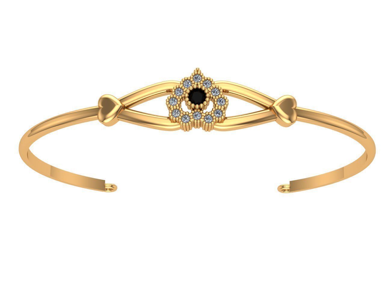 bracalets4 gold plated onyx and diamond bangle 3D print model_18
