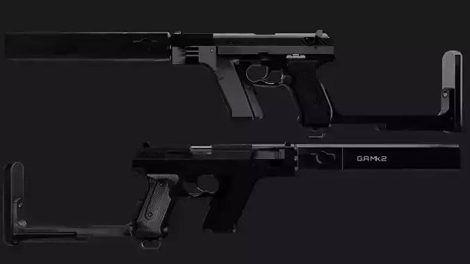 Lowpoly Double Mag Smg 4K PBR Game-ready Model