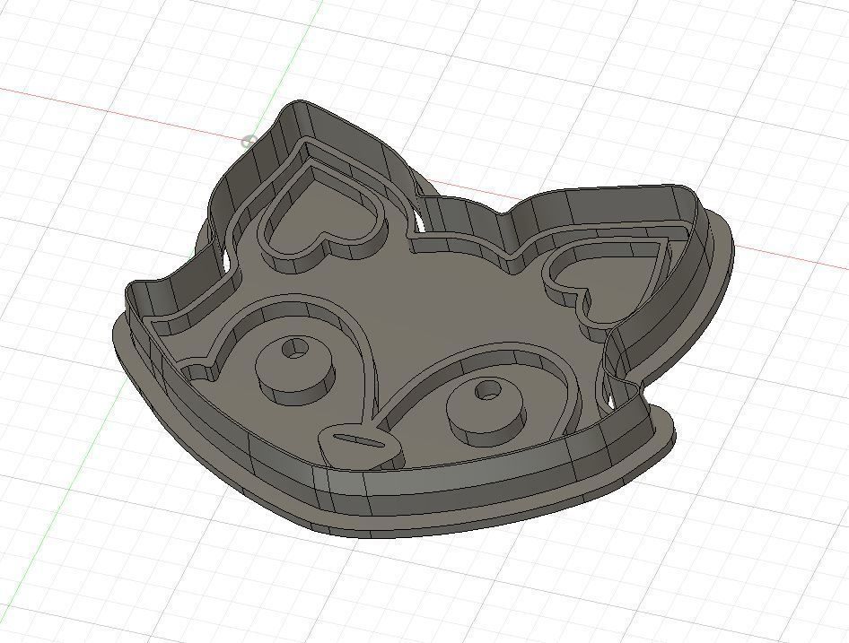 Fox Face Cookie and Fondant Cutter with Embosser 3D print model_2