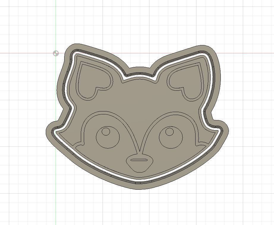 Fox Face Cookie and Fondant Cutter with Embosser 3D print model_1