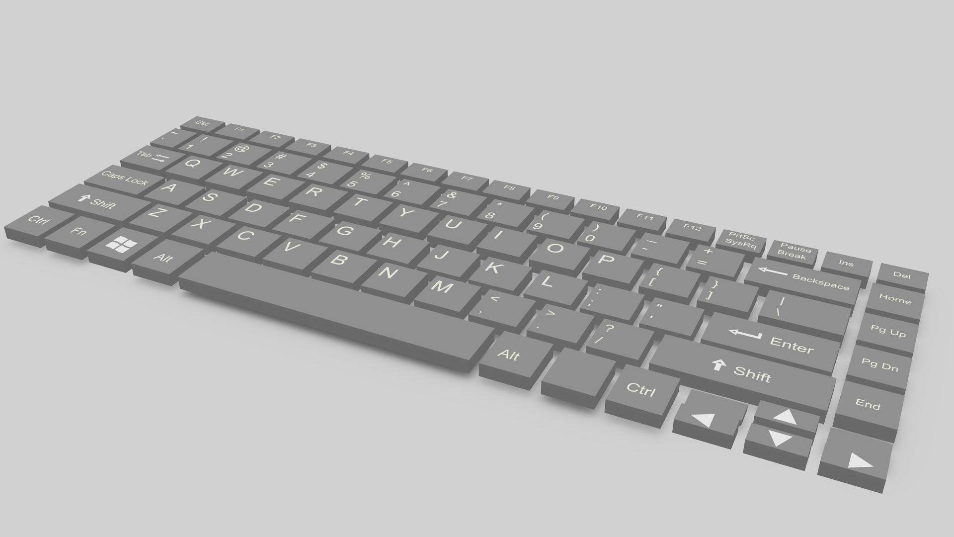 Laptop Keyboard Low-poly 3D model_1
