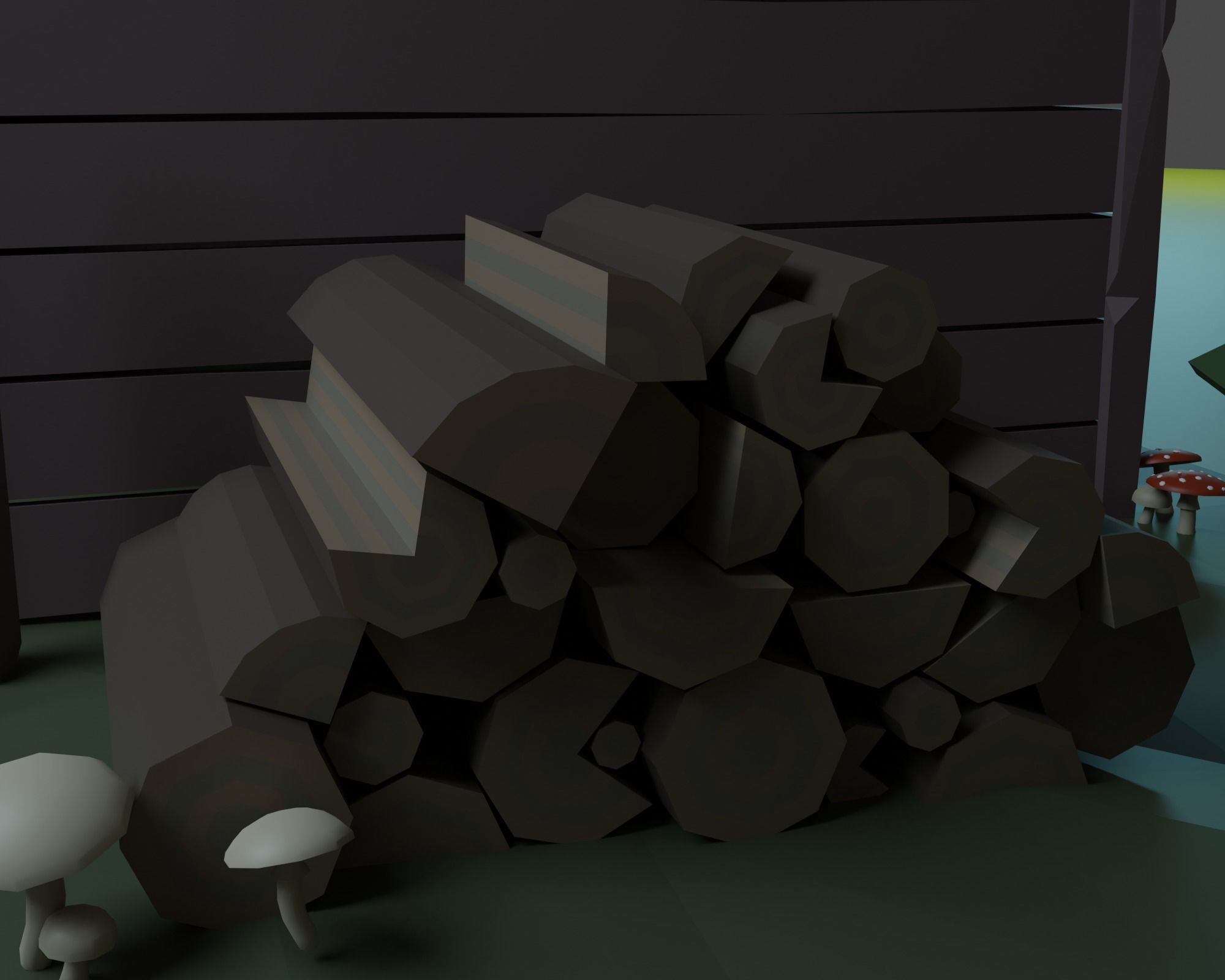 Pumpkin field Low-poly 3D model_14