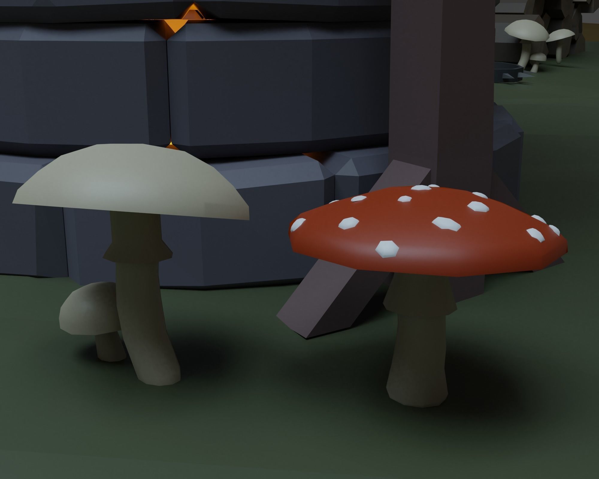 Pumpkin field Low-poly 3D model_7