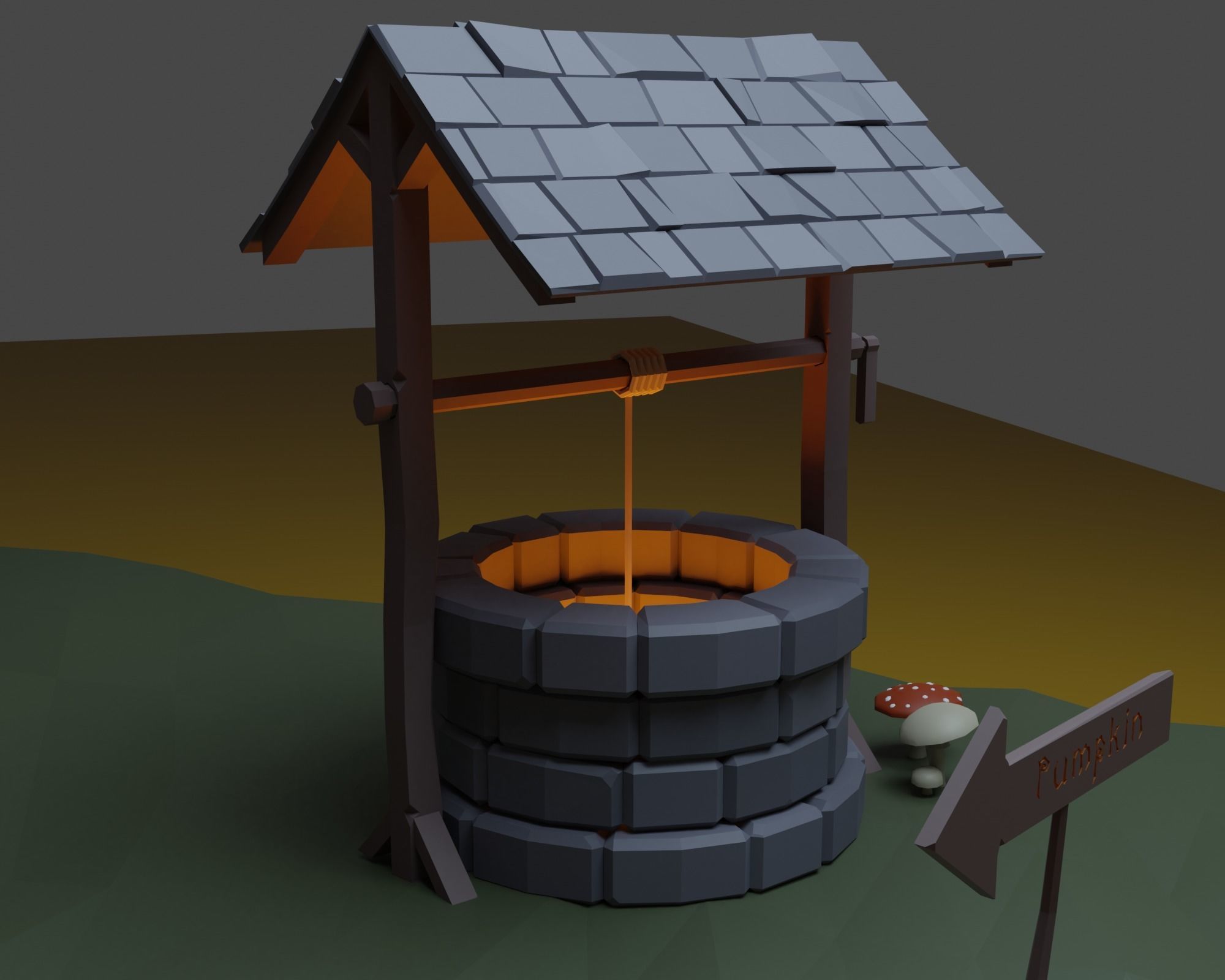 Pumpkin field Low-poly 3D model_8