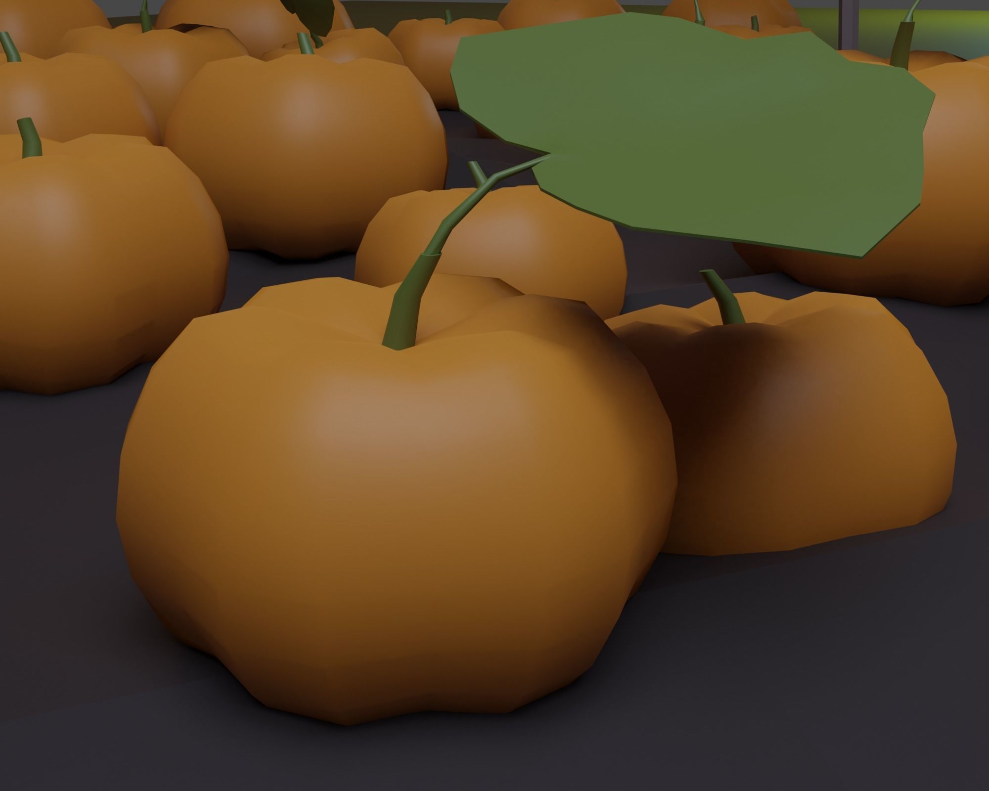 Pumpkin field Low-poly 3D model_3