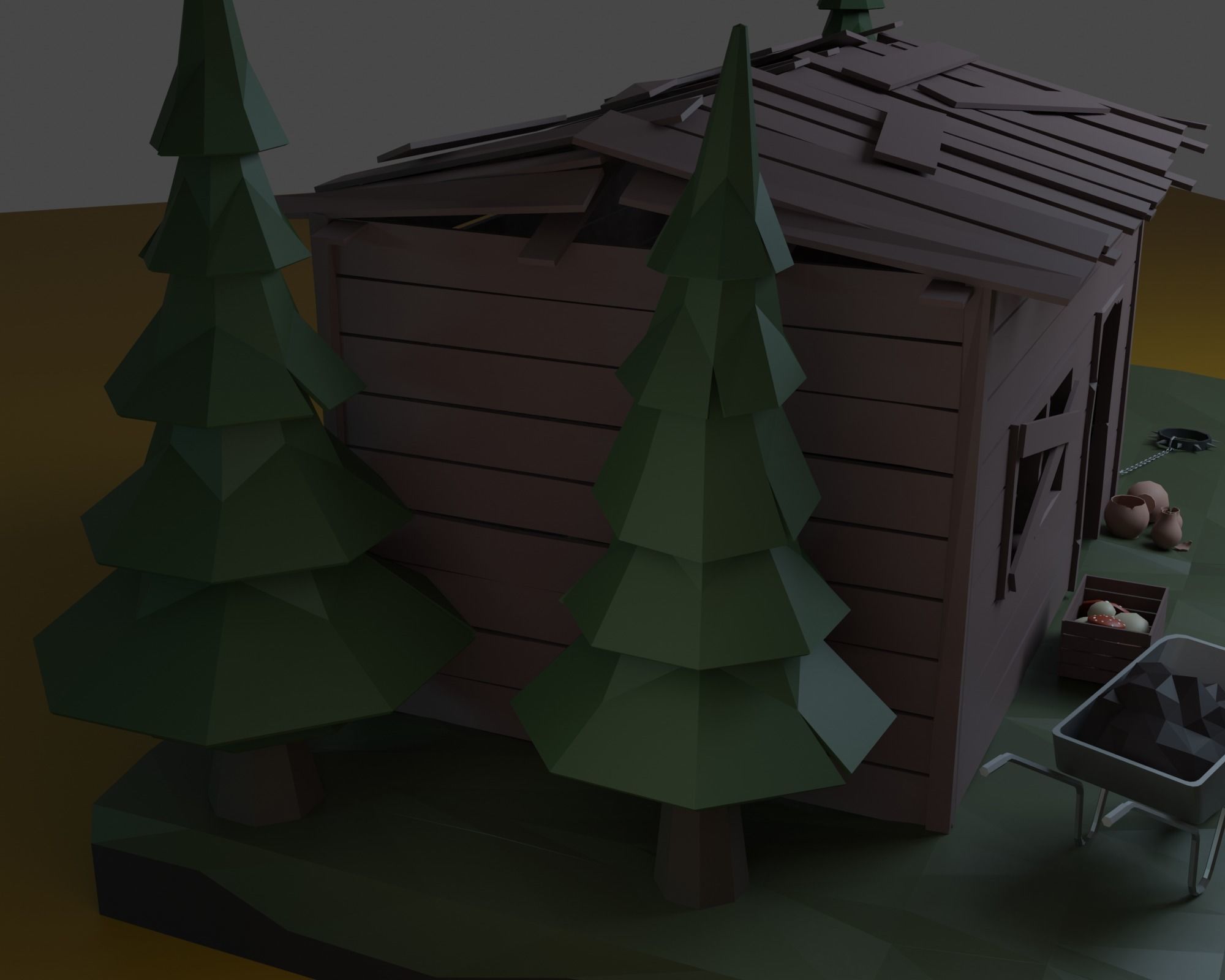 Pumpkin field Low-poly 3D model_18