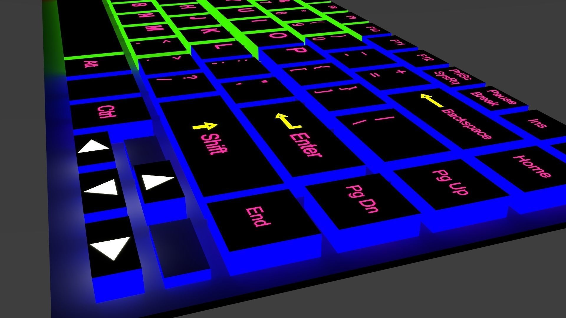 Laptop Keyboard RGB Low-poly 3D model_4