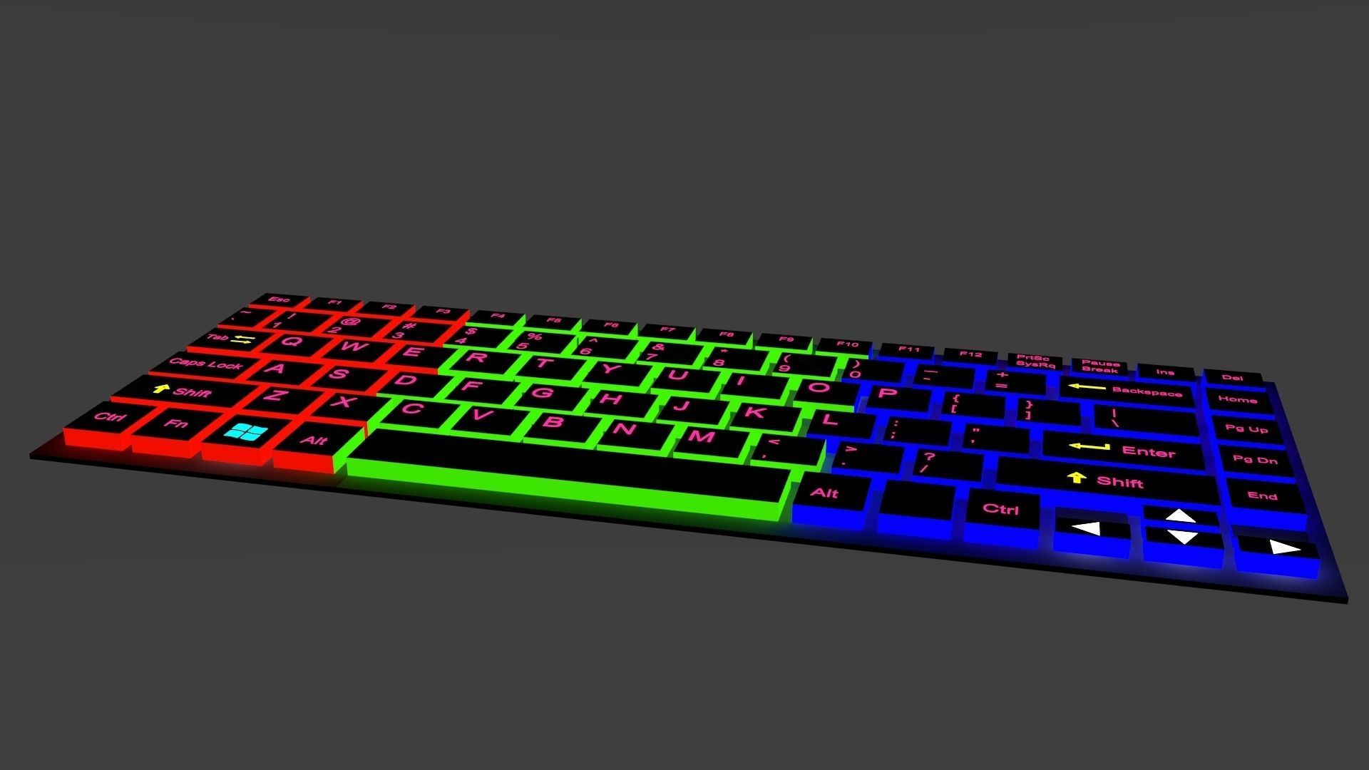 Laptop Keyboard RGB Low-poly 3D model_3