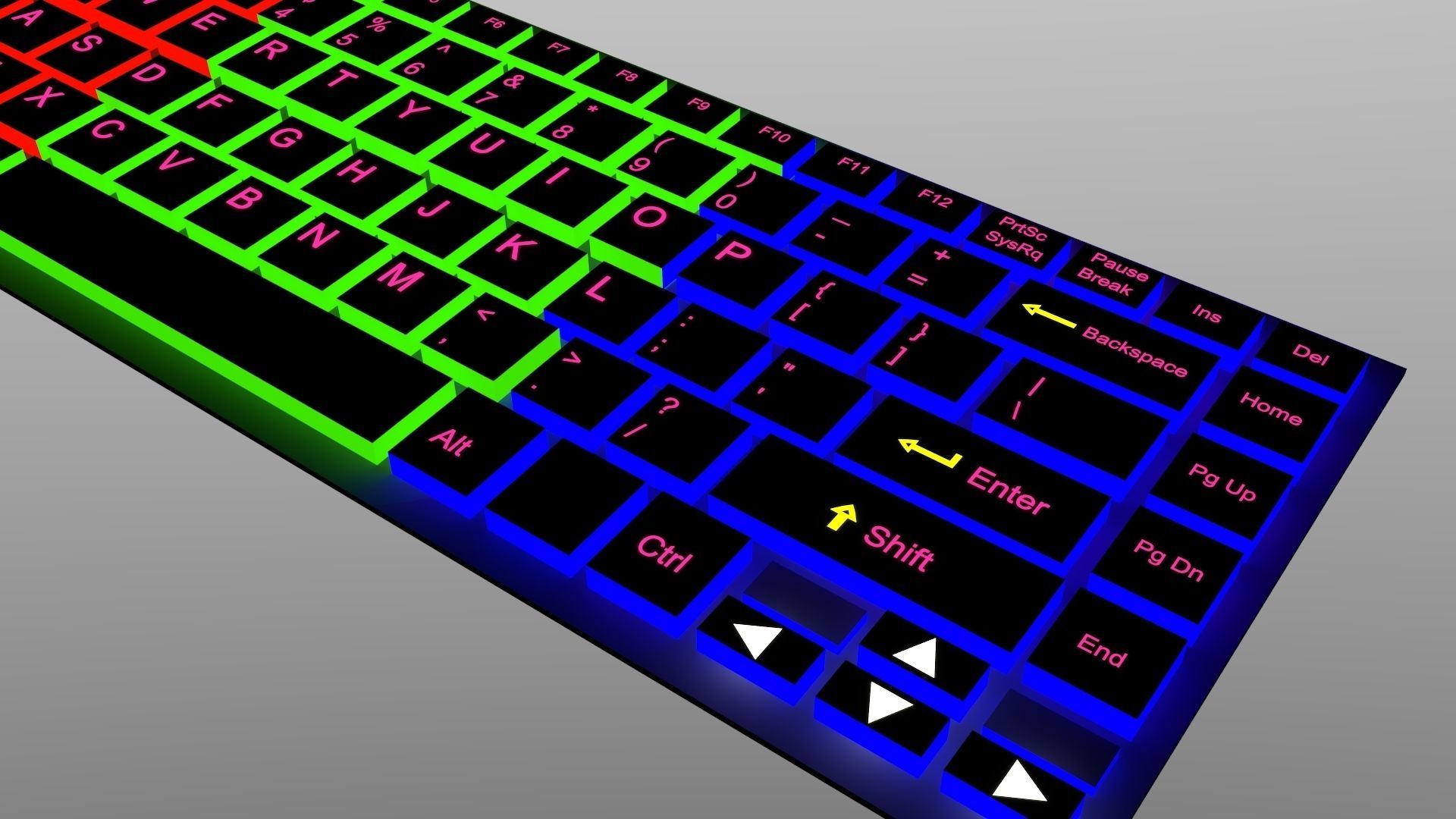 Laptop Keyboard RGB Low-poly 3D model_6