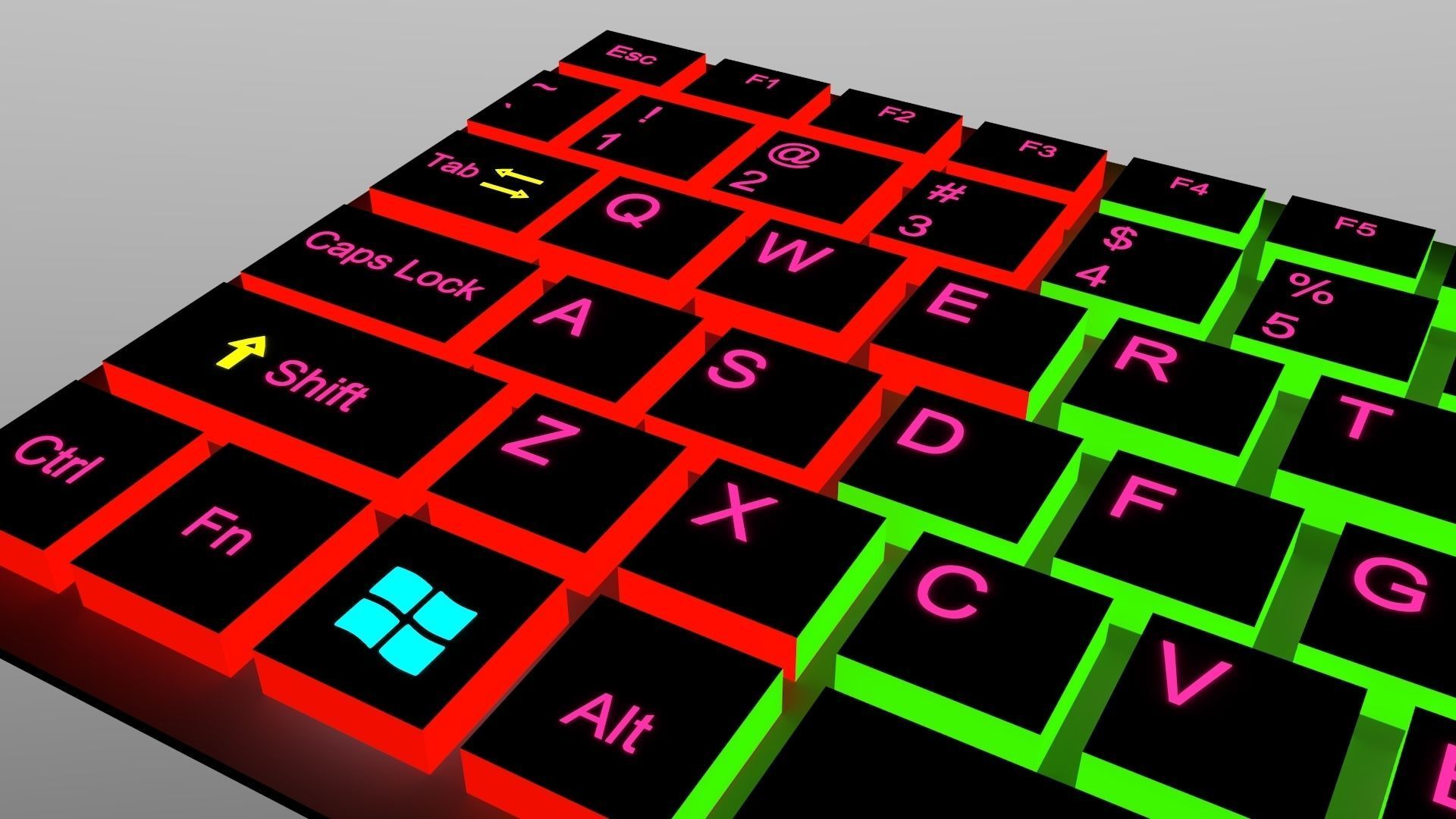 Laptop Keyboard RGB Low-poly 3D model_5