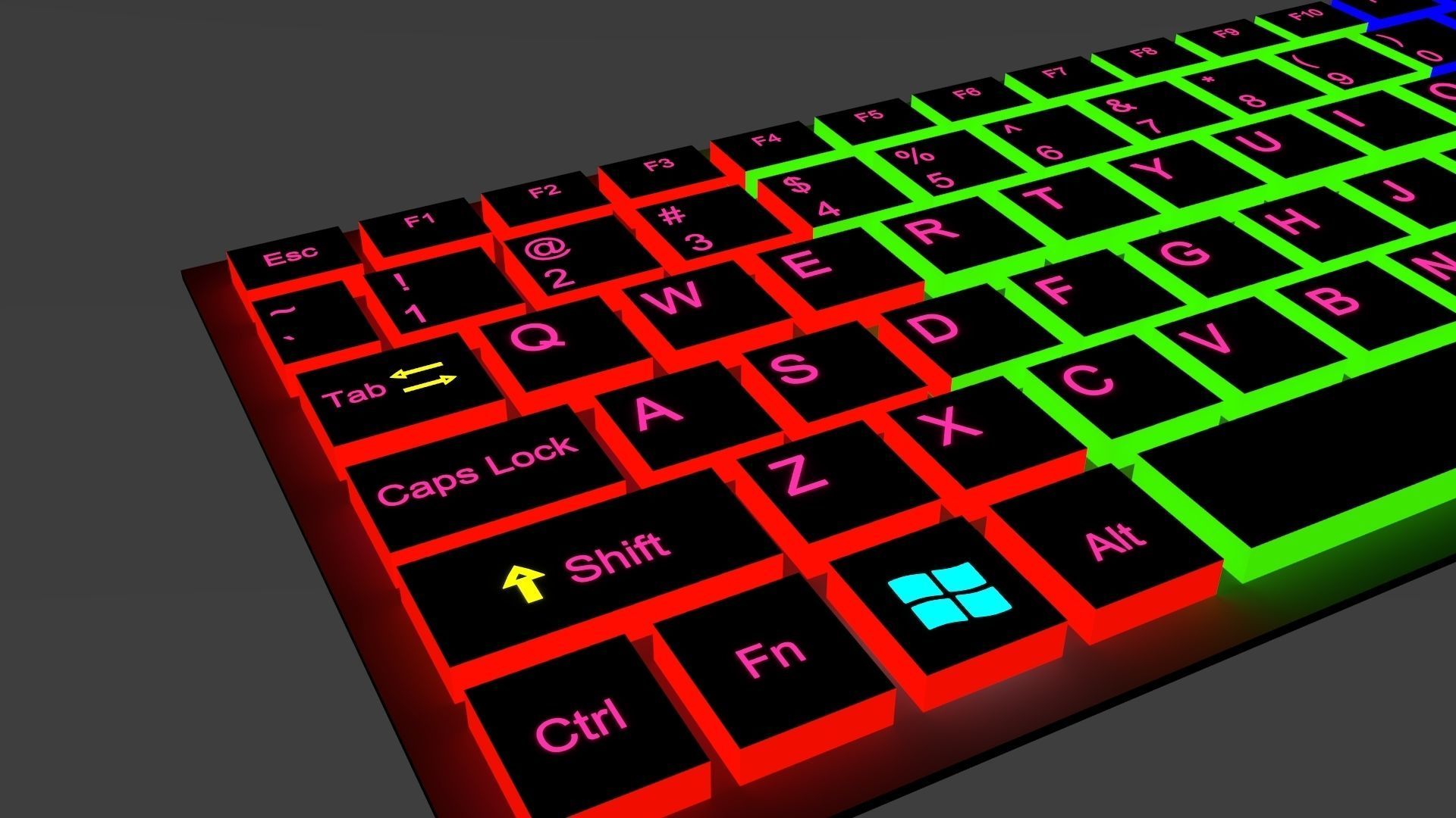 Laptop Keyboard RGB Low-poly 3D model_2