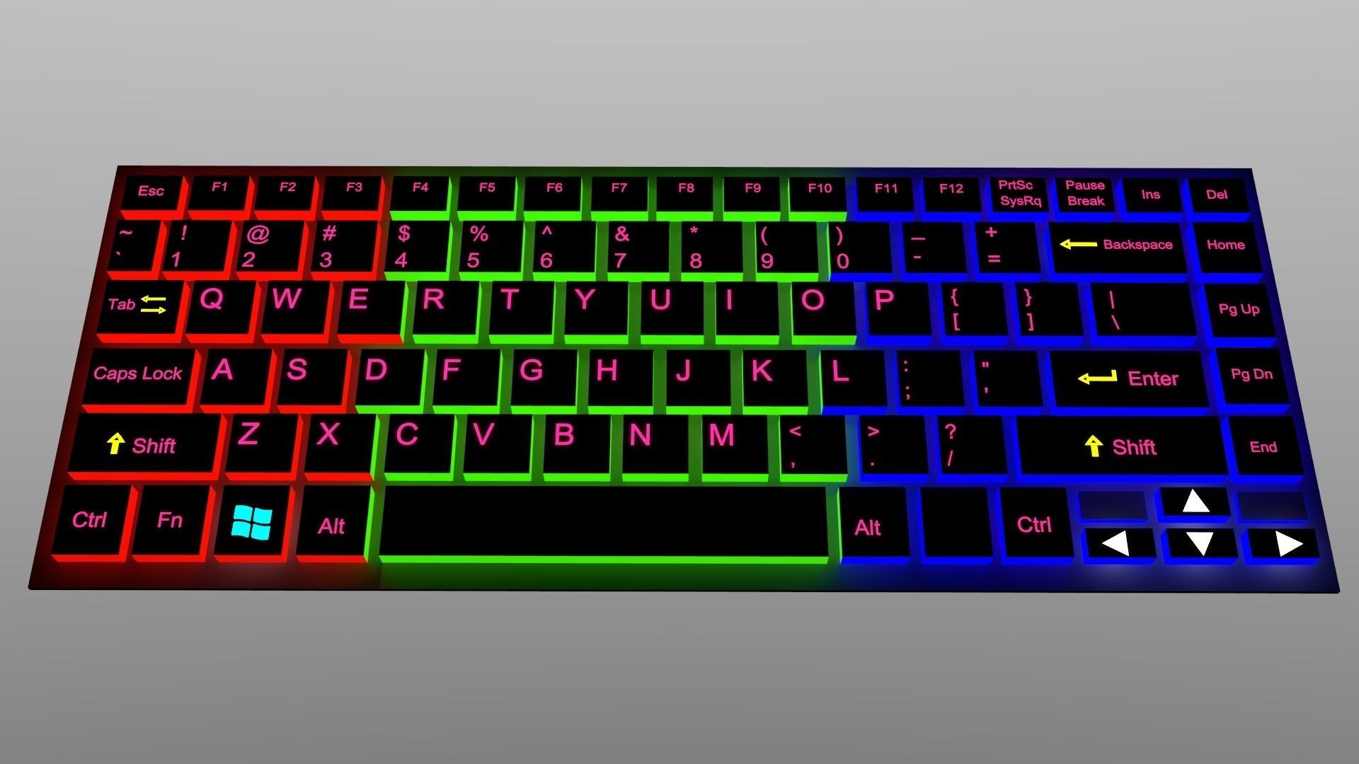Laptop Keyboard RGB Low-poly 3D model_1