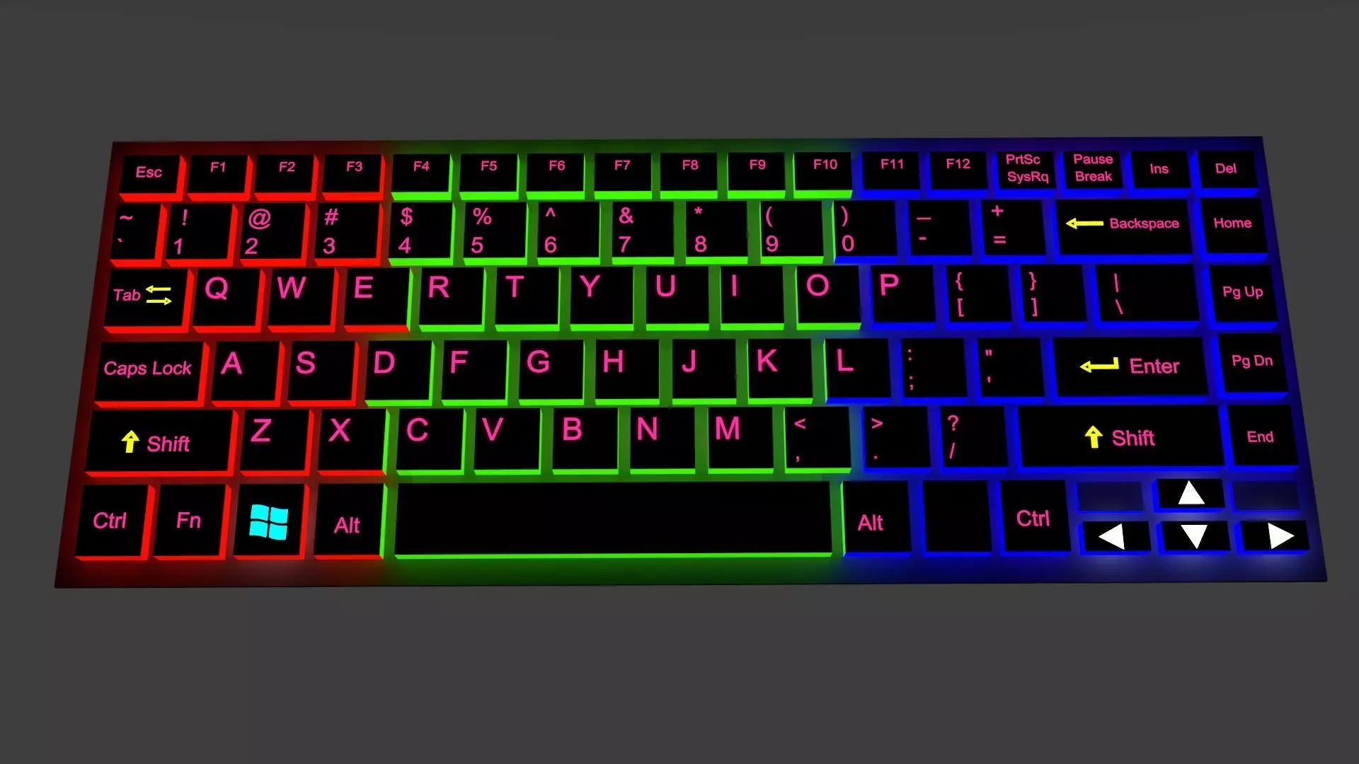 Laptop Keyboard RGB Low-poly 3D model_0