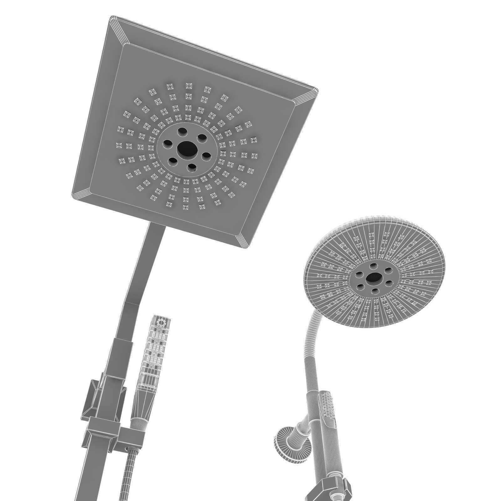 Delta shower head mixer brass finish 3D model CGTrader