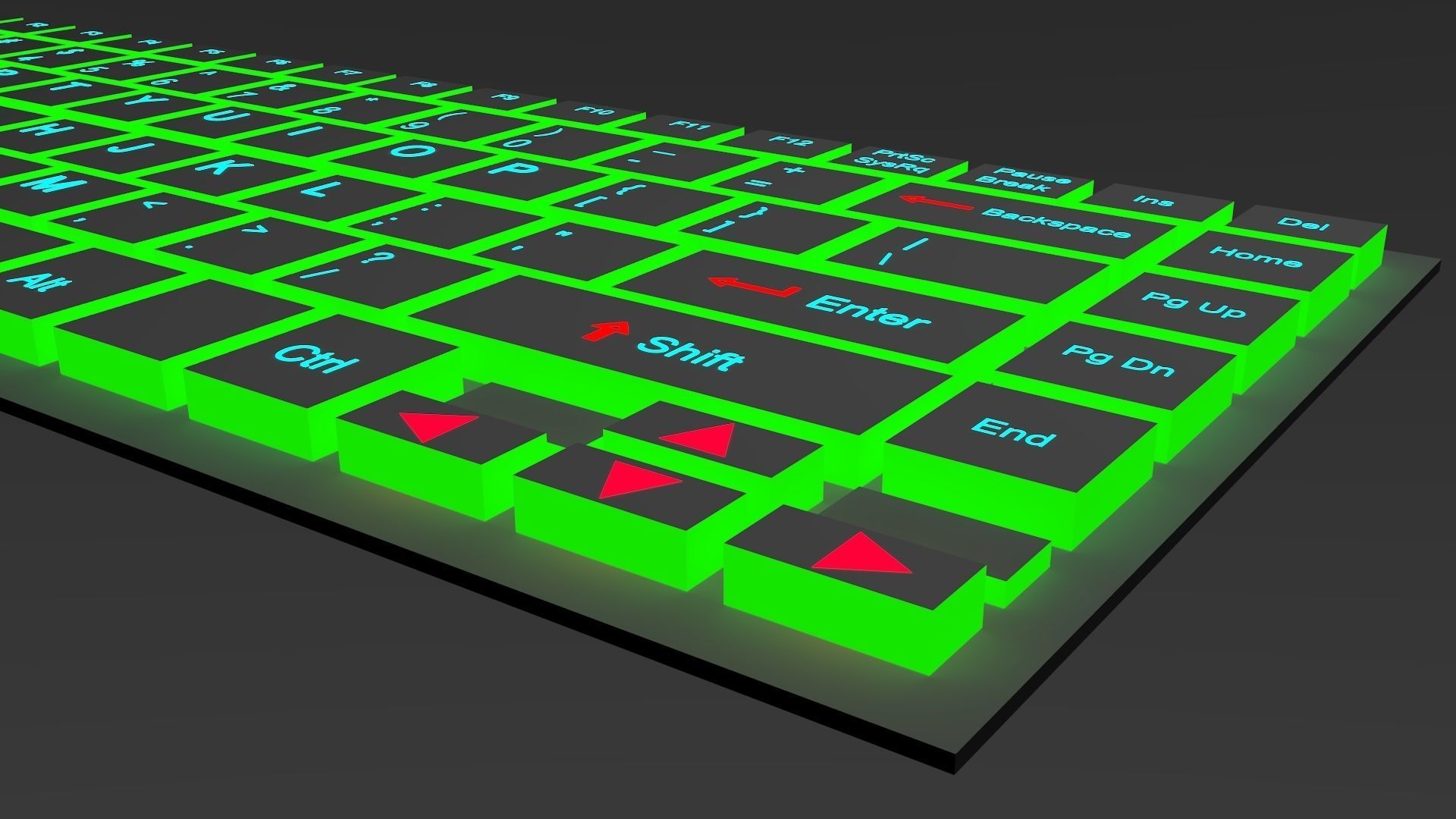 LAPTOP KEYBOARD With One type Light Low-poly 3D model_3